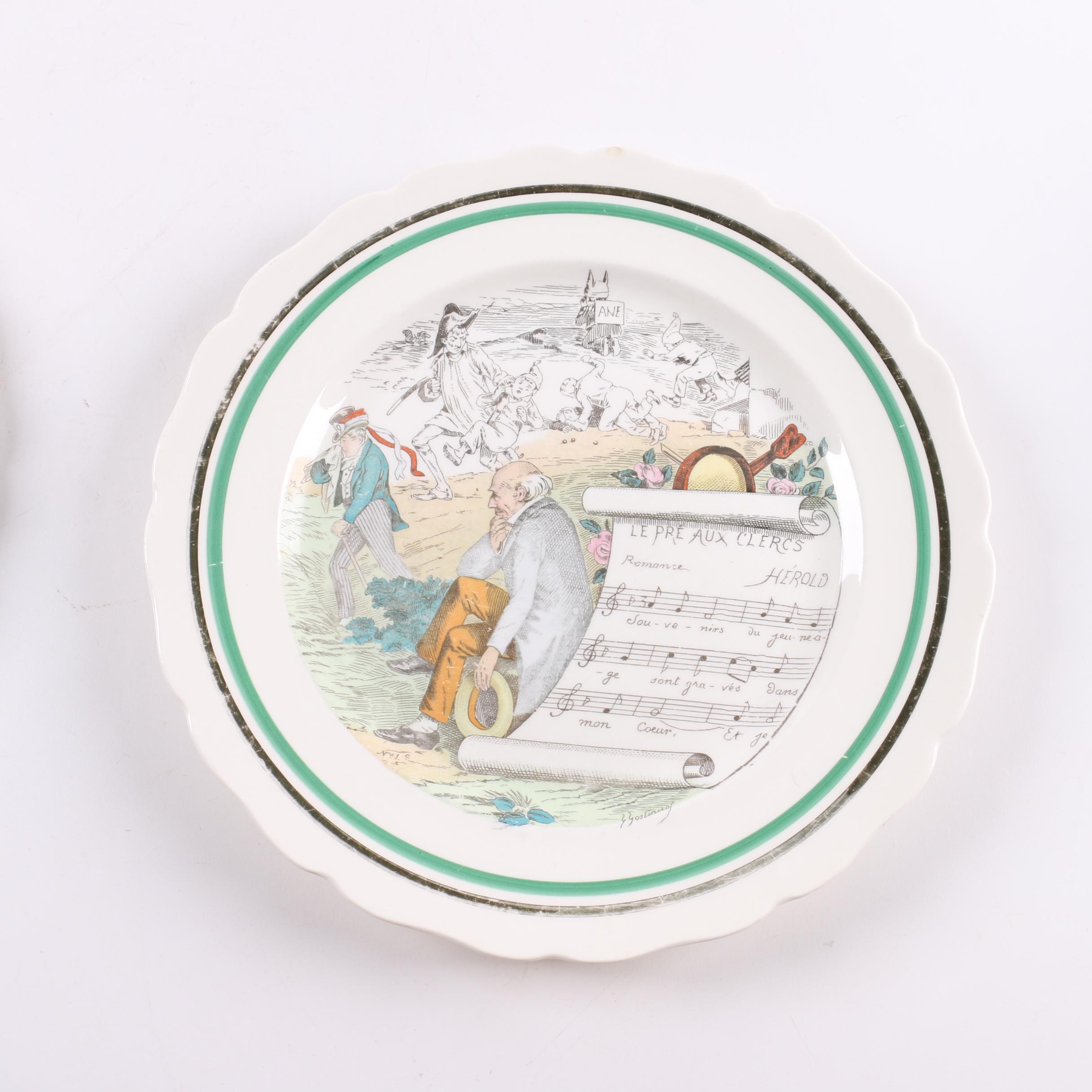 Vintage PV Parry Vielle French "Opera" Dinner Plates 1920s