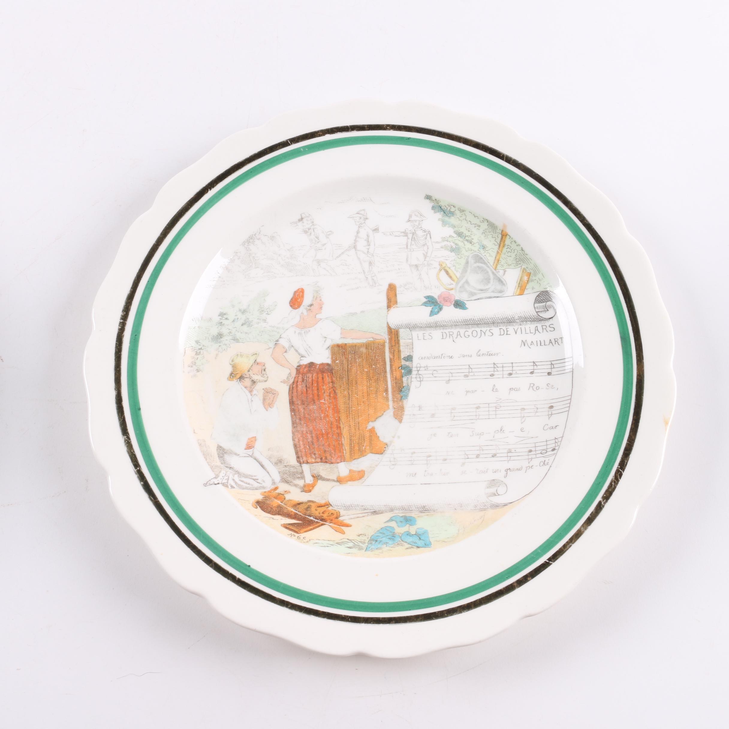 Vintage PV Parry Vielle French "Opera" Dinner Plates 1920s