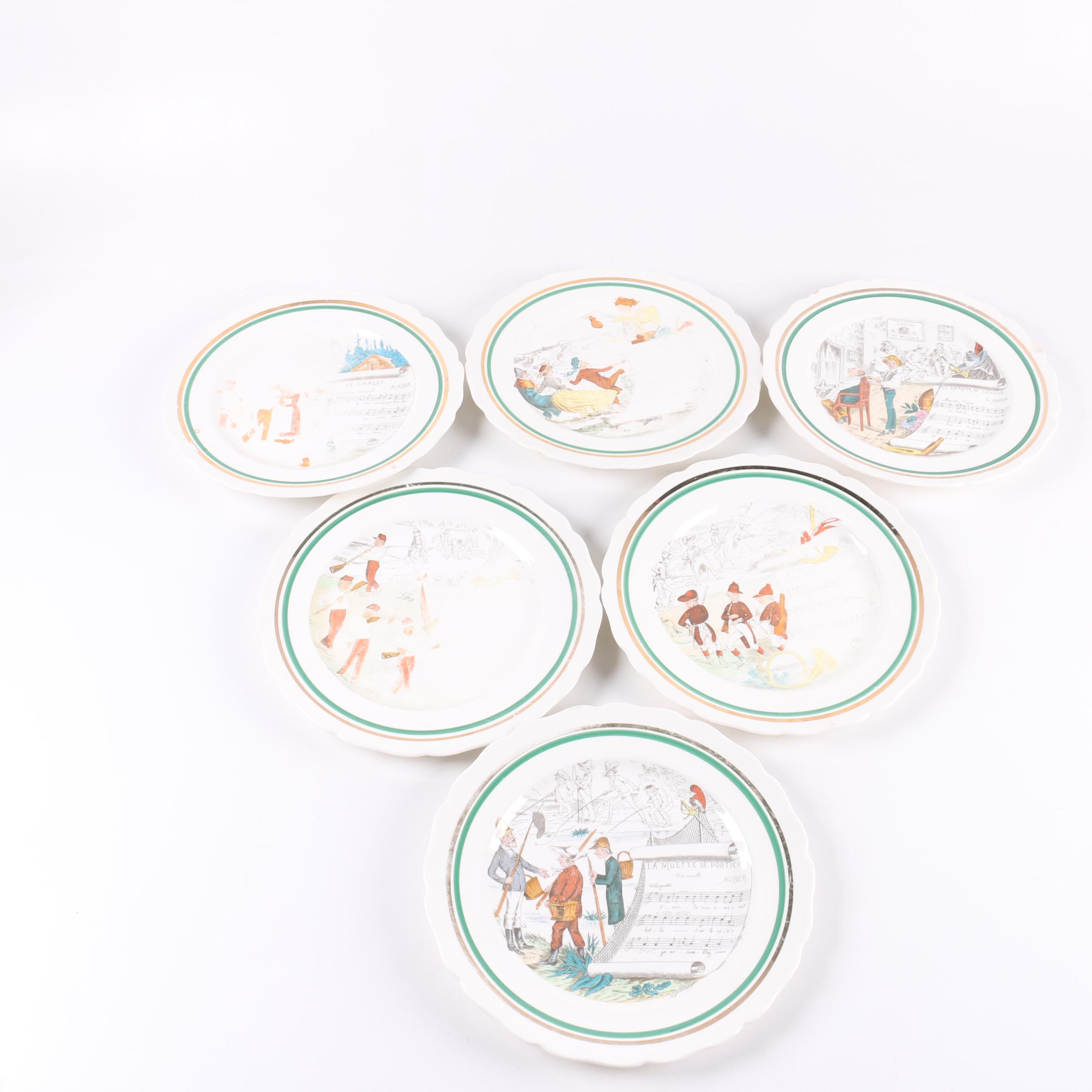 Vintage PV Parry Vielle French "Opera" Dinner Plates 1920s