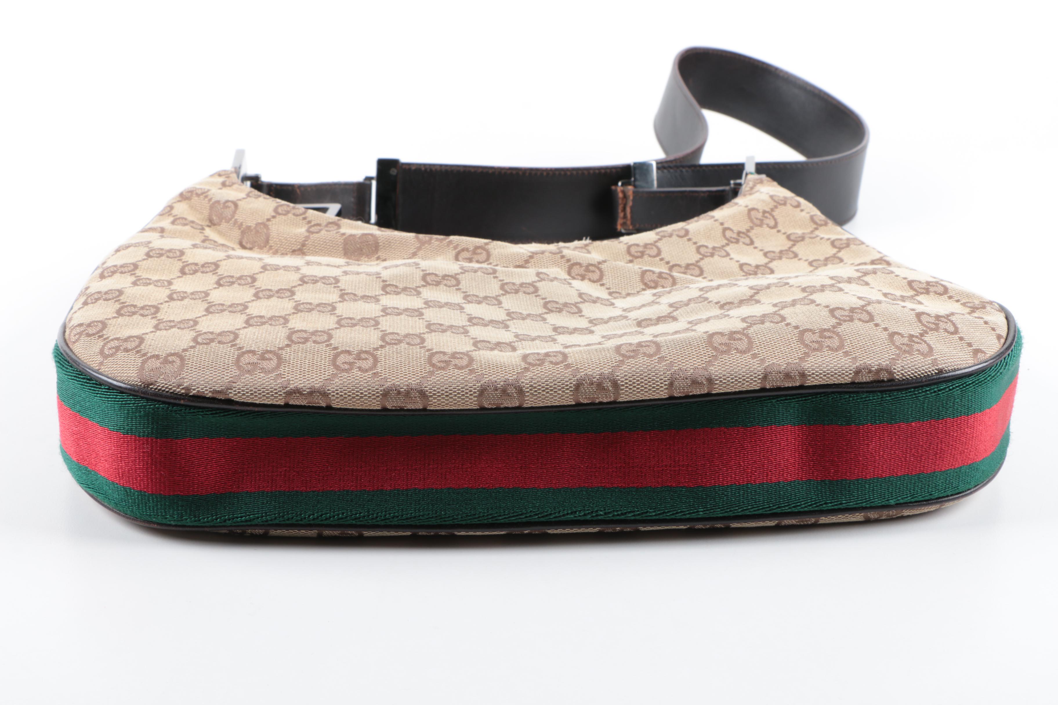 Gucci GG Canvas and Leather Convertible Hobo Bag