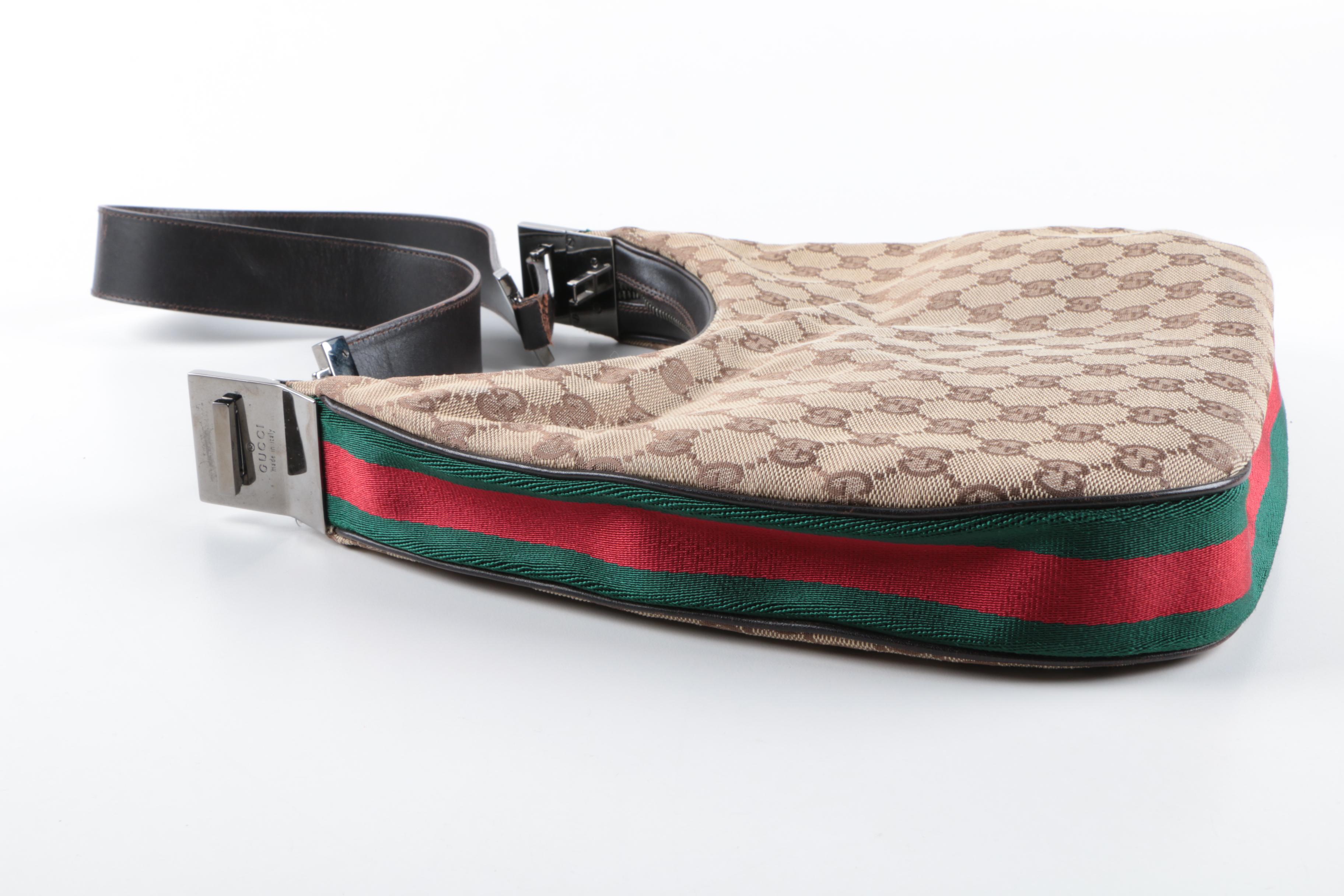 Gucci GG Canvas and Leather Convertible Hobo Bag