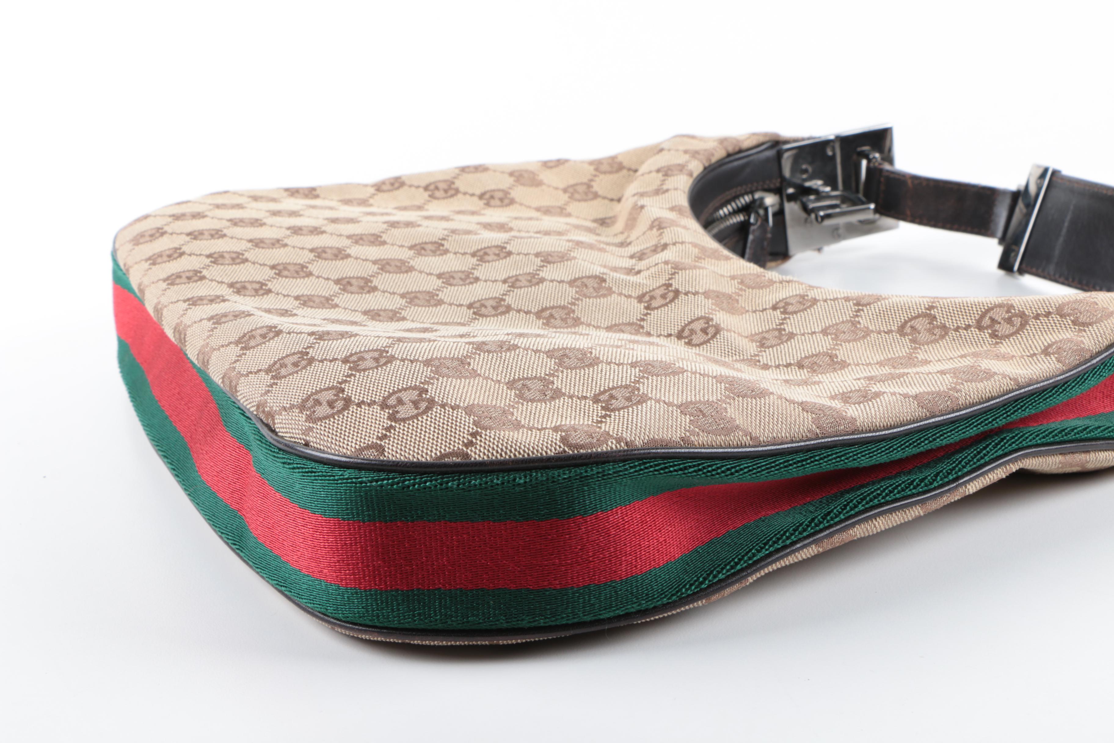 Gucci GG Canvas and Leather Convertible Hobo Bag