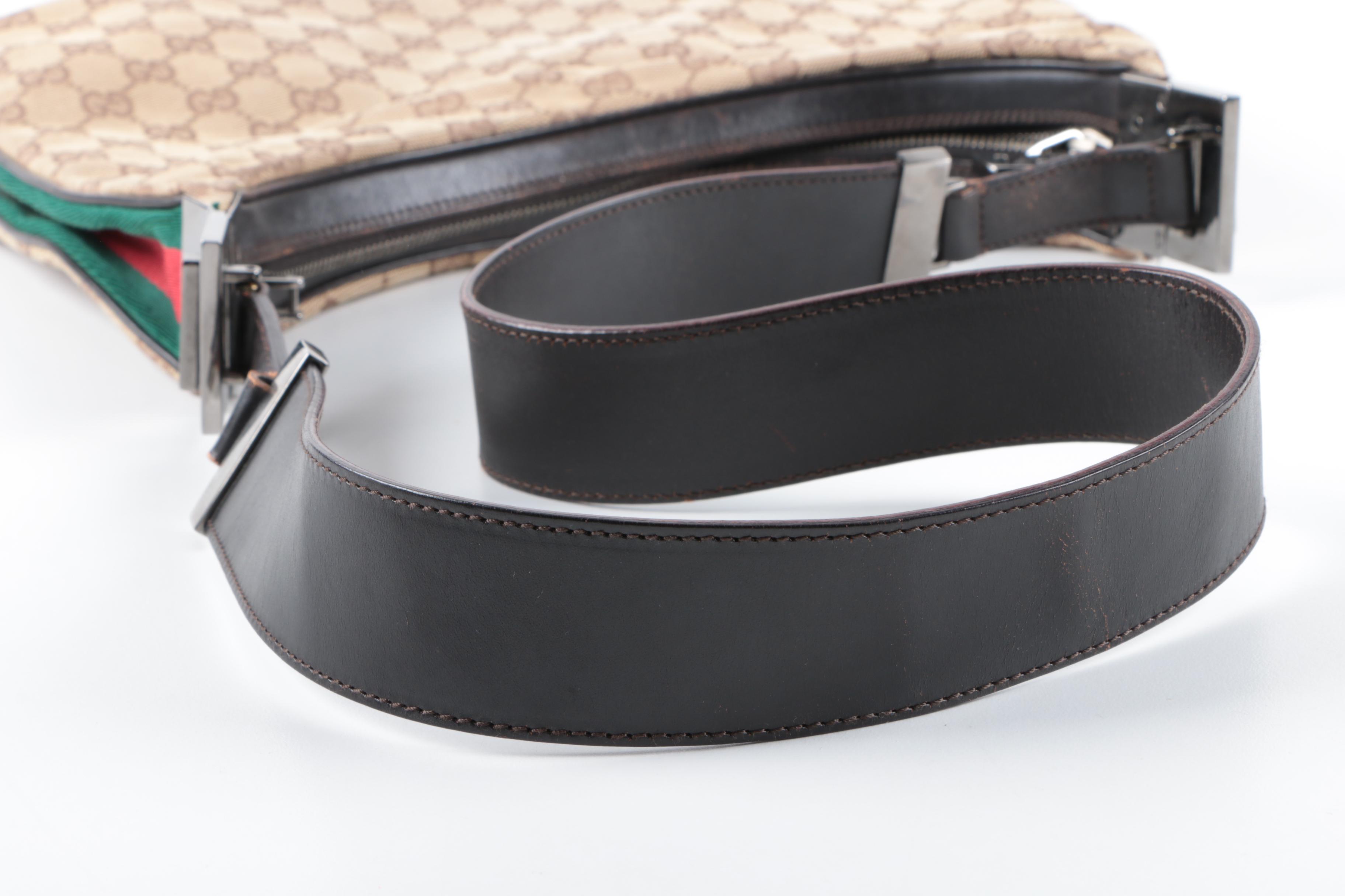 Gucci GG Canvas and Leather Convertible Hobo Bag