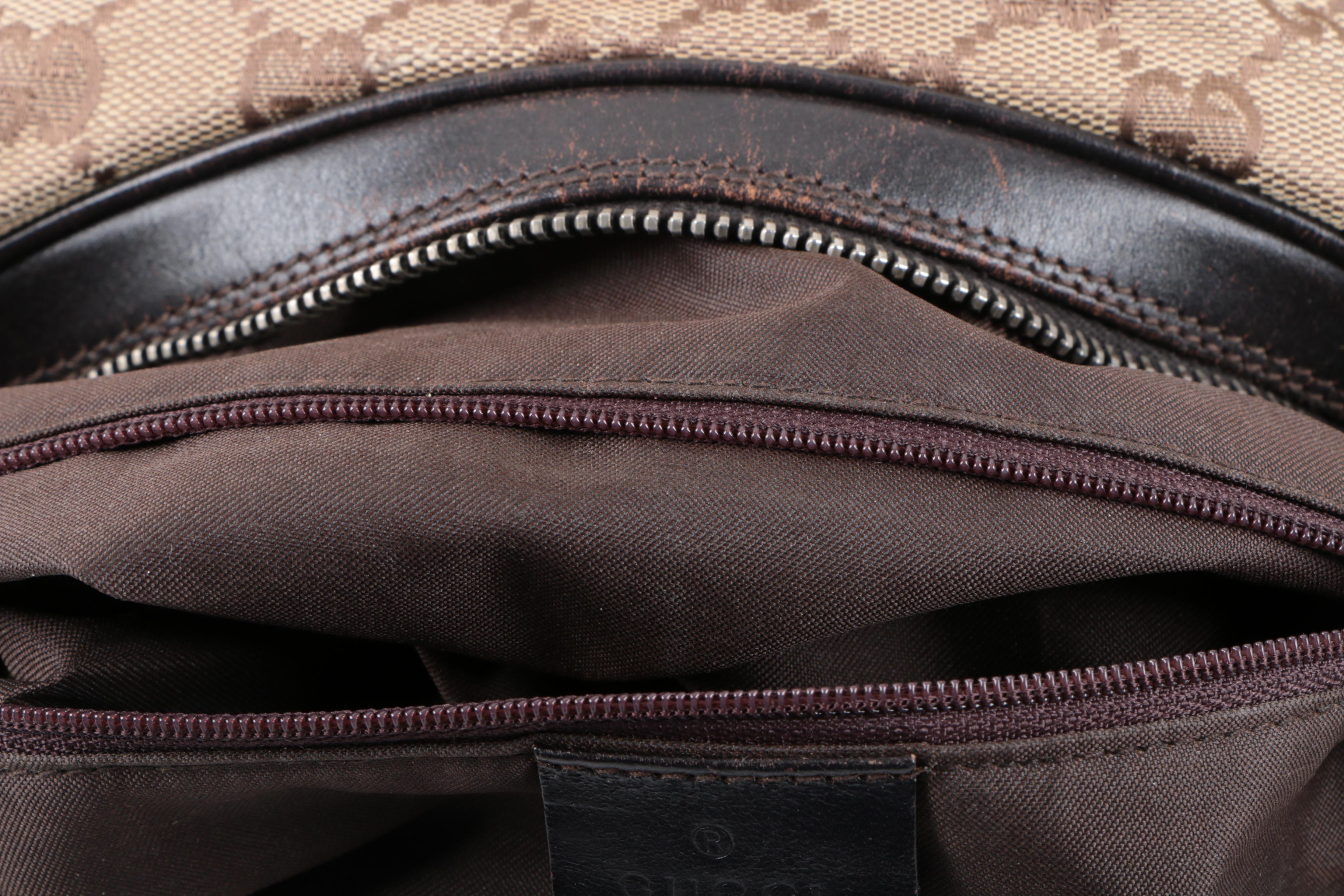 Gucci GG Canvas and Leather Convertible Hobo Bag