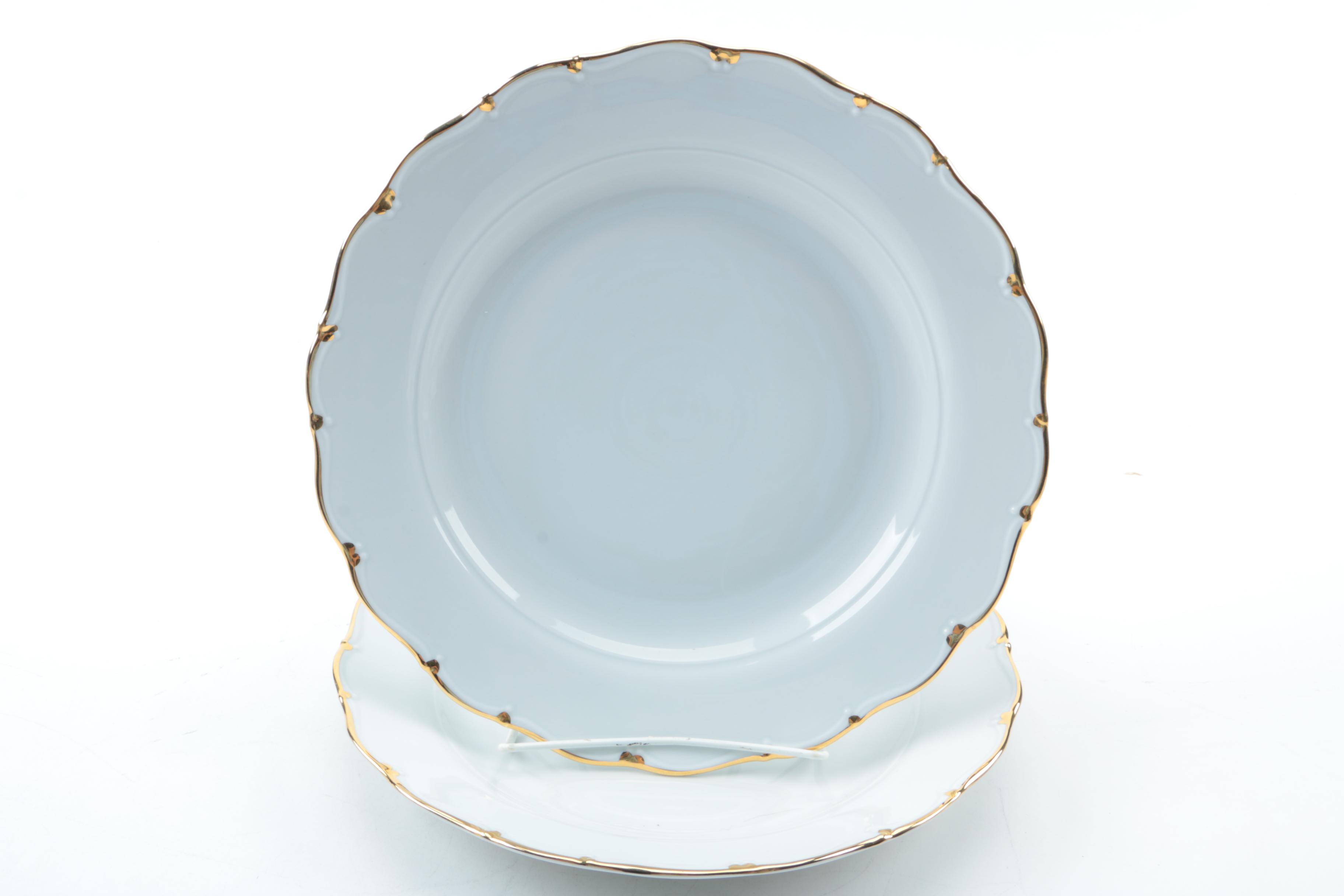 Haas & Czjzek Gold Rimmed White Porcelain Serveware