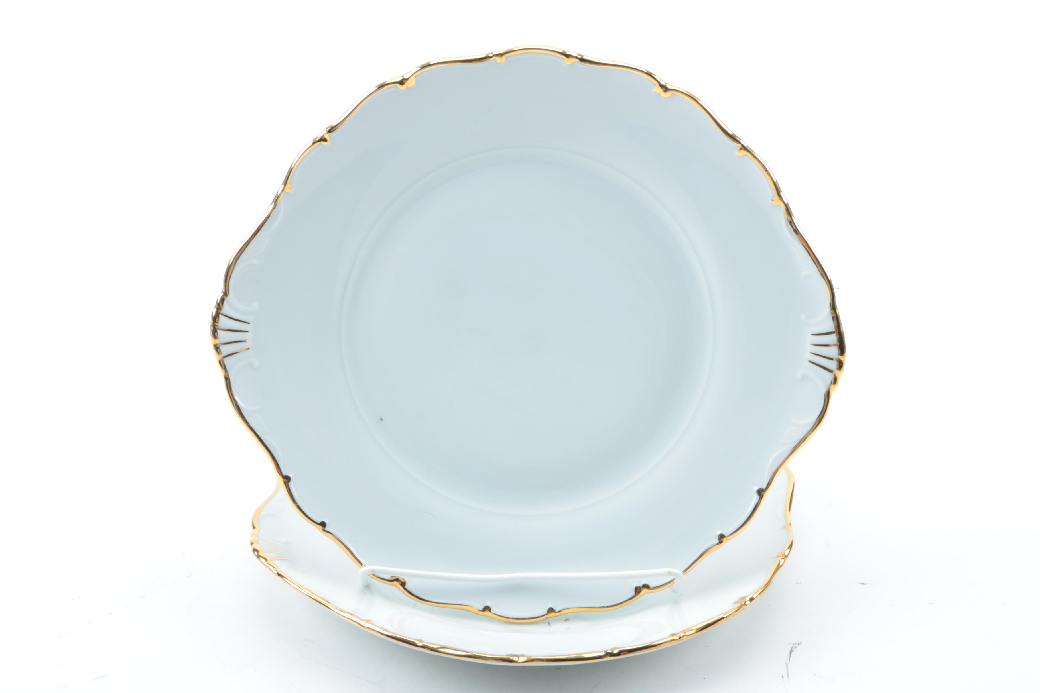 Haas & Czjzek Gold Rimmed White Porcelain Serveware