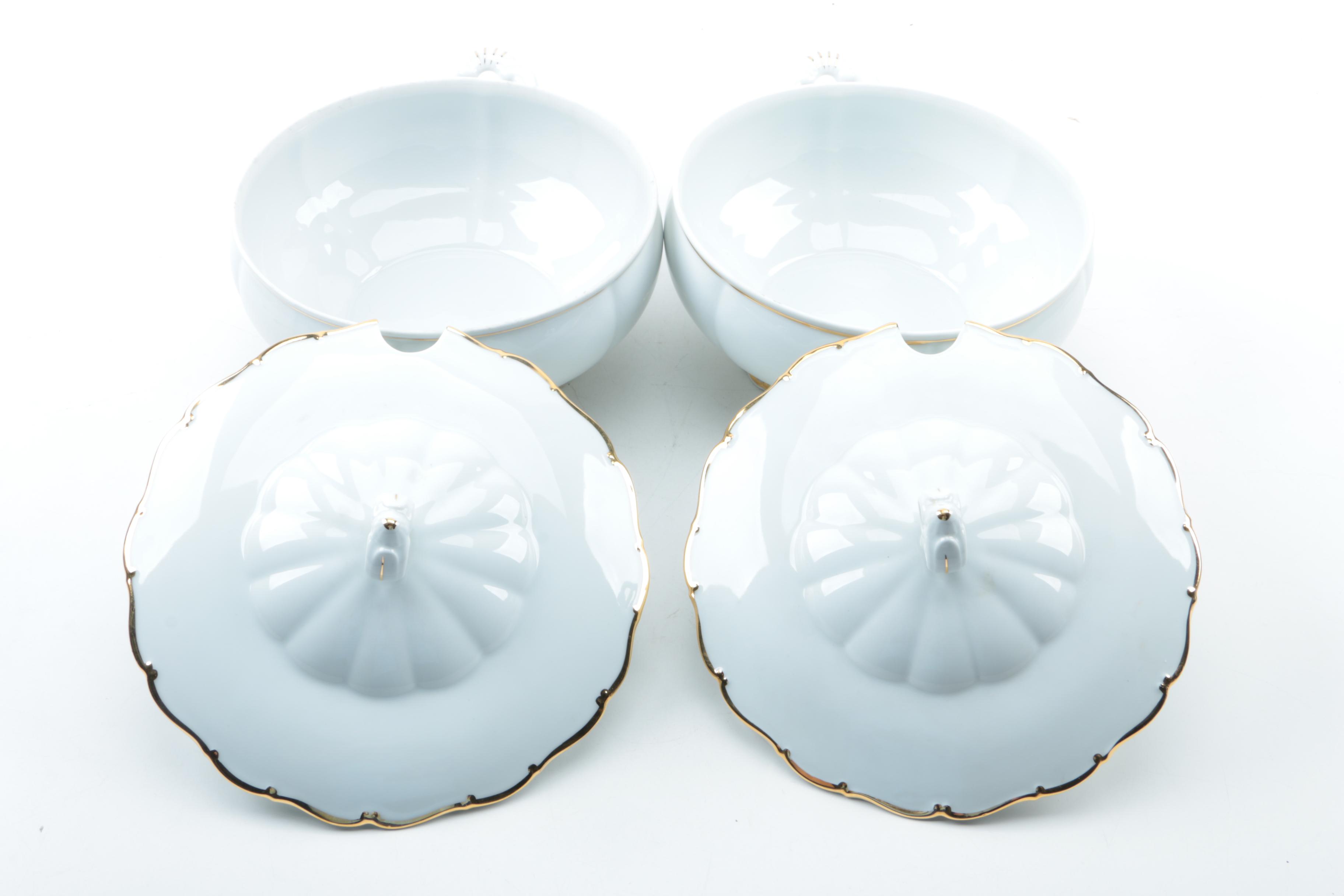 Haas & Czjzek Gold Rimmed White Porcelain Serveware