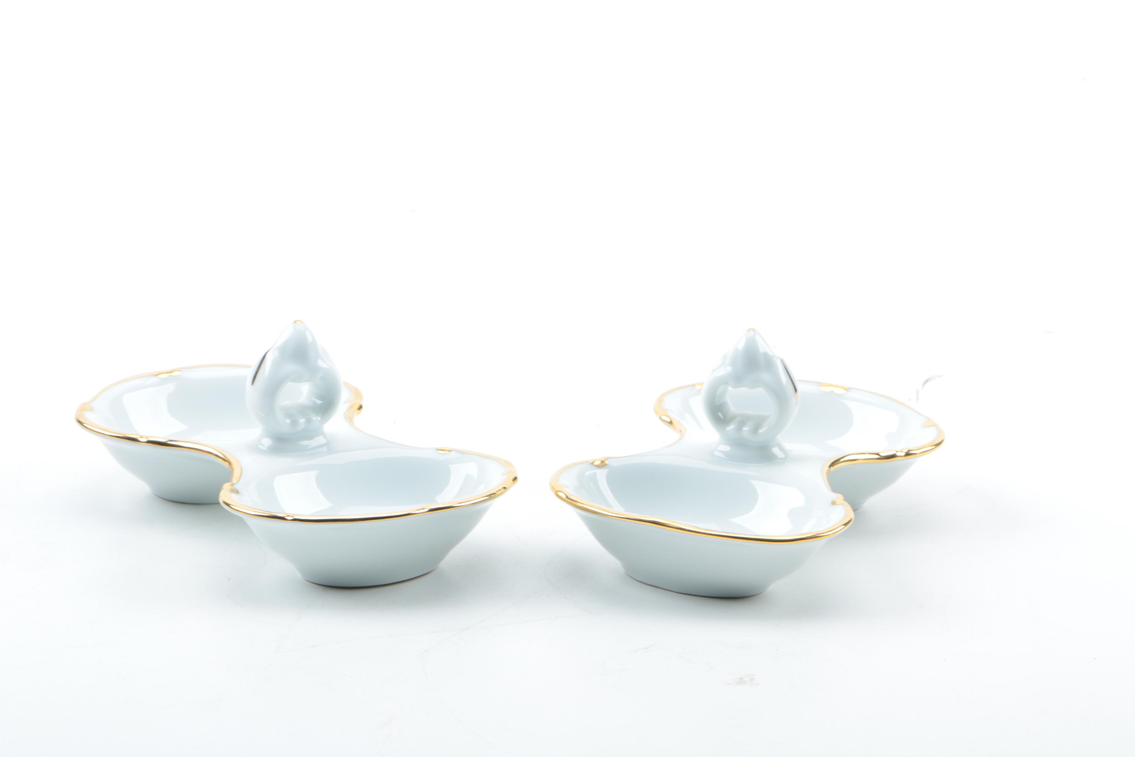 Haas & Czjzek Gold Rimmed White Porcelain Serveware
