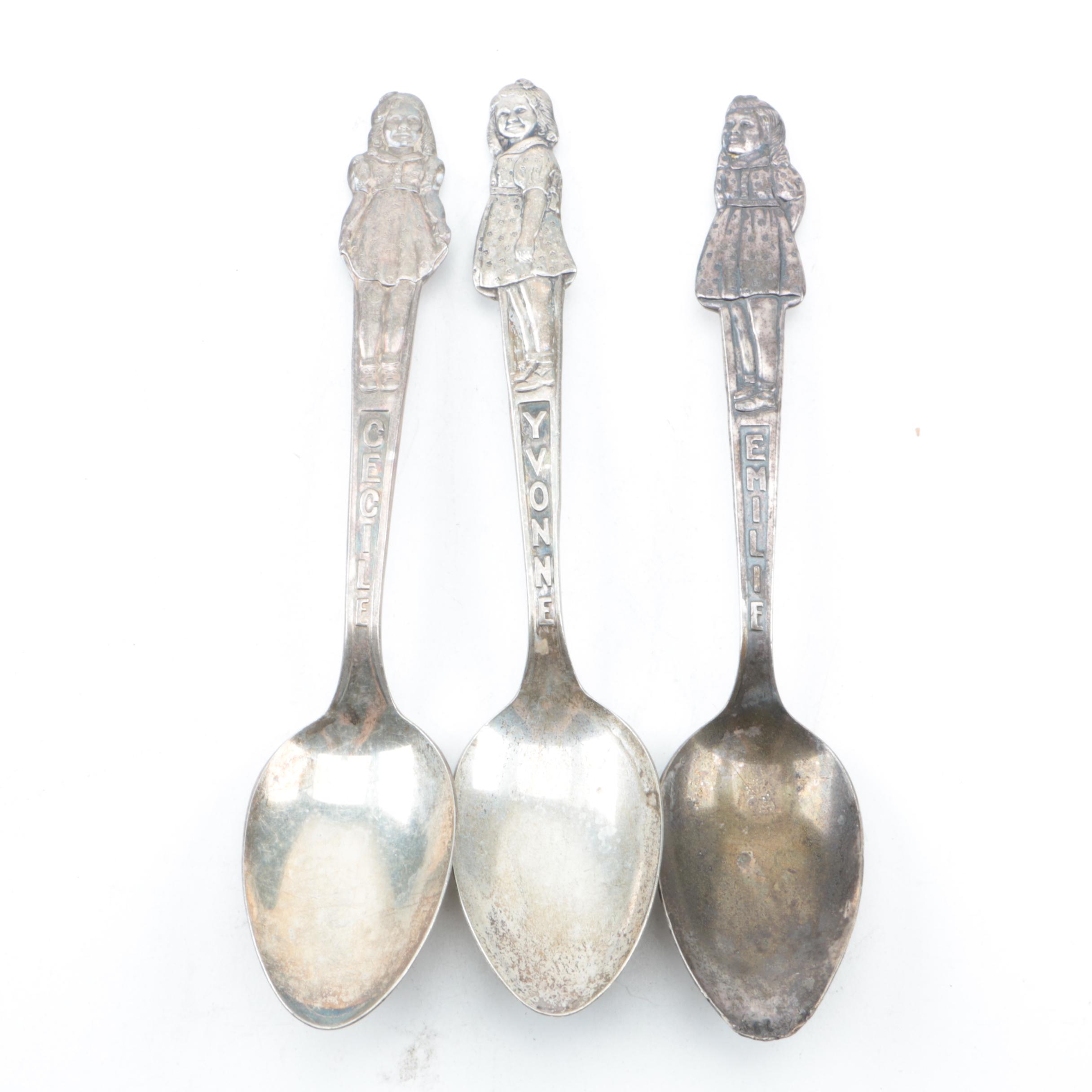 Vintage Carlton Silver Plate "Dionne Quintuplets" Children's Spoons