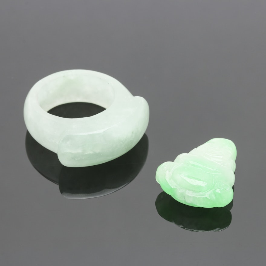 Jadeite Ring and Buddha Pendant