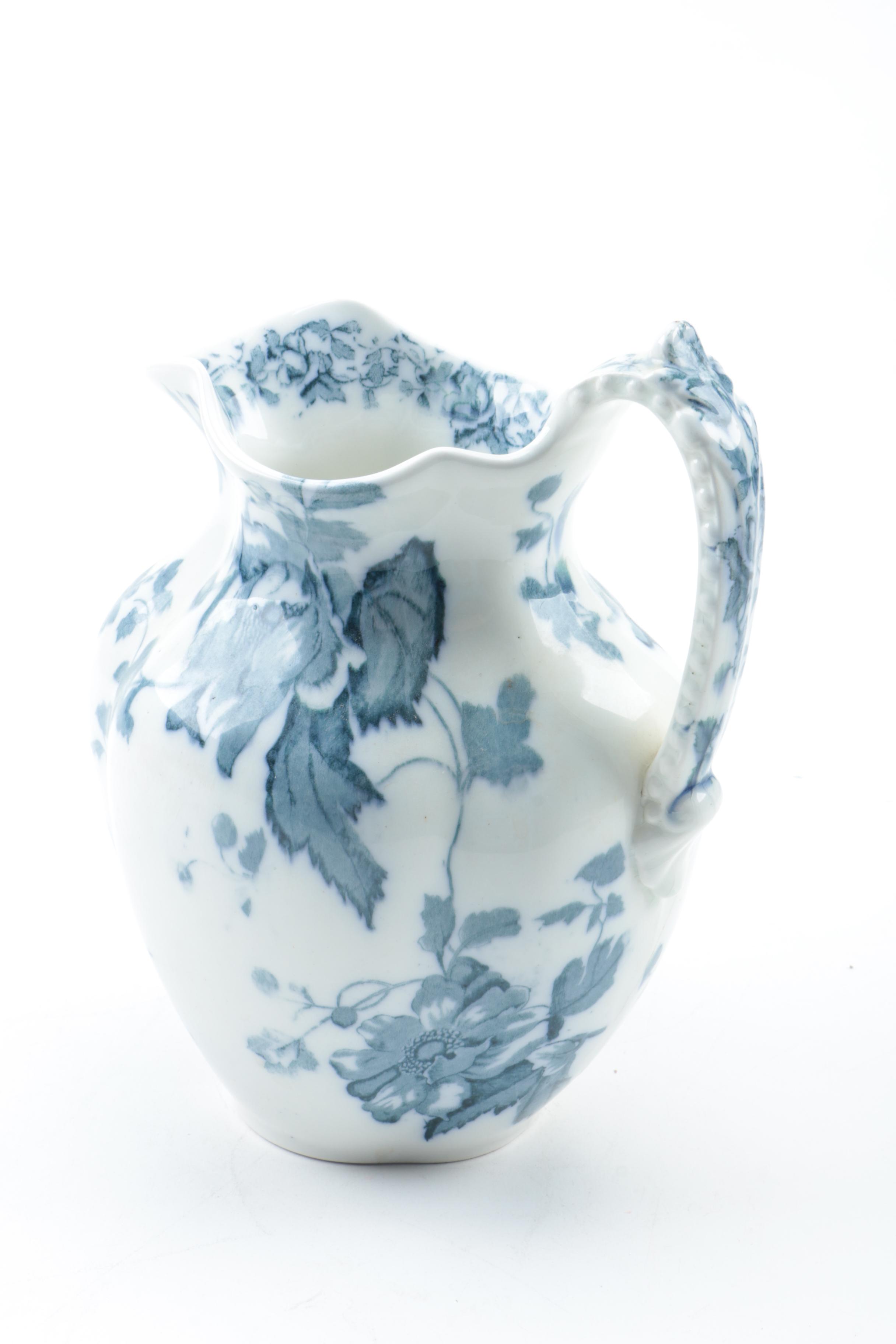 Antique Flow Blue and Vintage Alfred Meakin Ironstone Pitchers