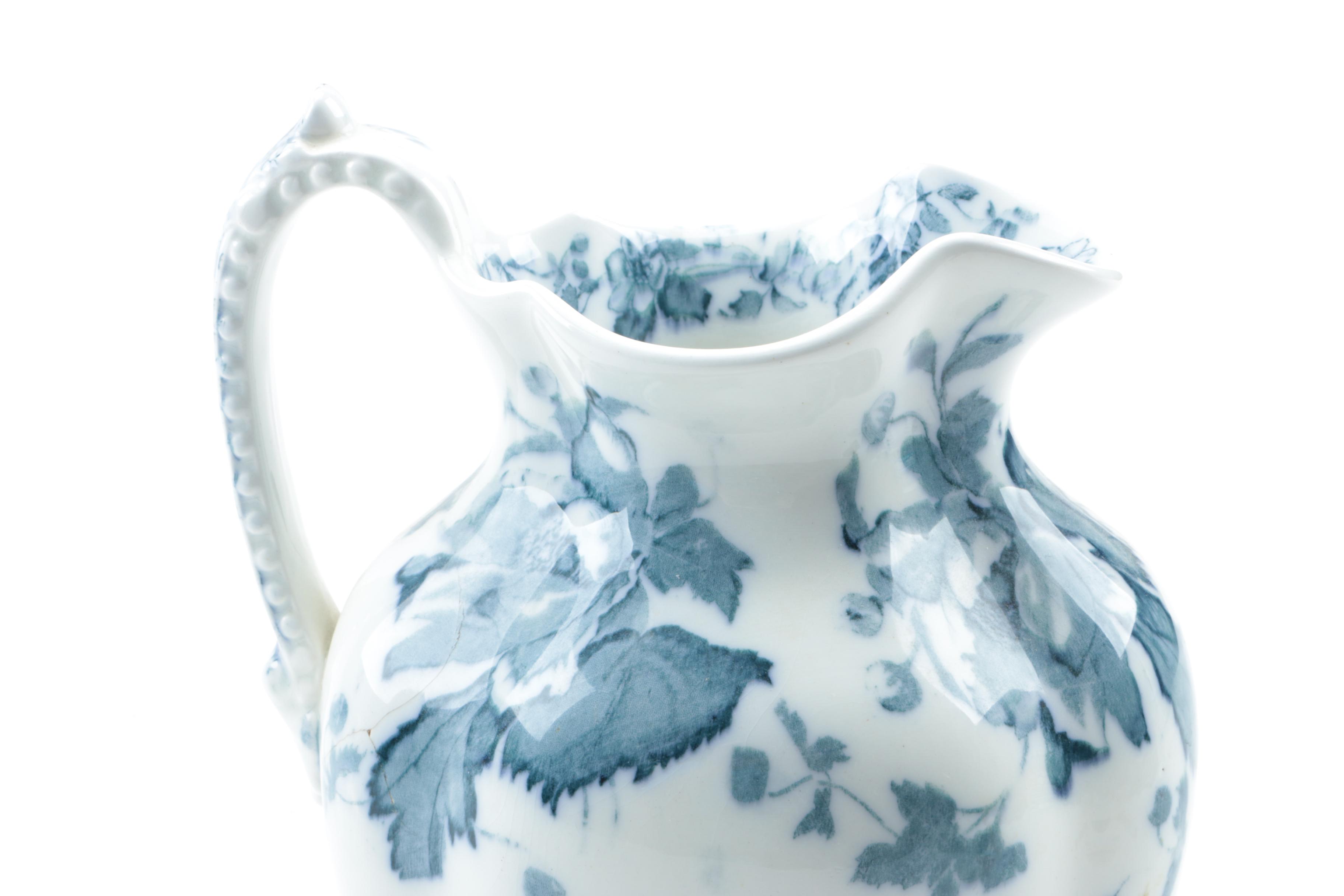 Antique Flow Blue and Vintage Alfred Meakin Ironstone Pitchers