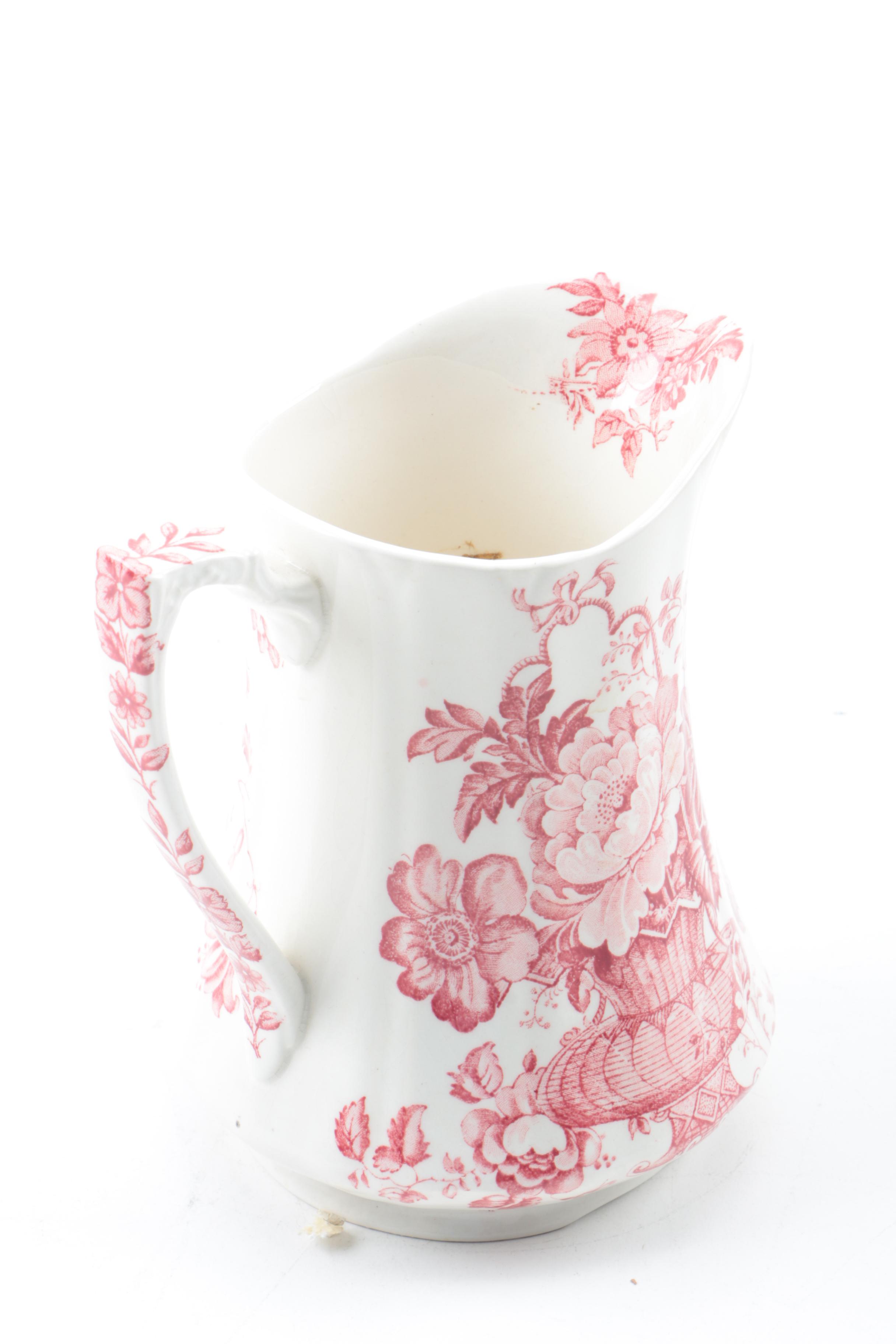 Antique Flow Blue and Vintage Alfred Meakin Ironstone Pitchers