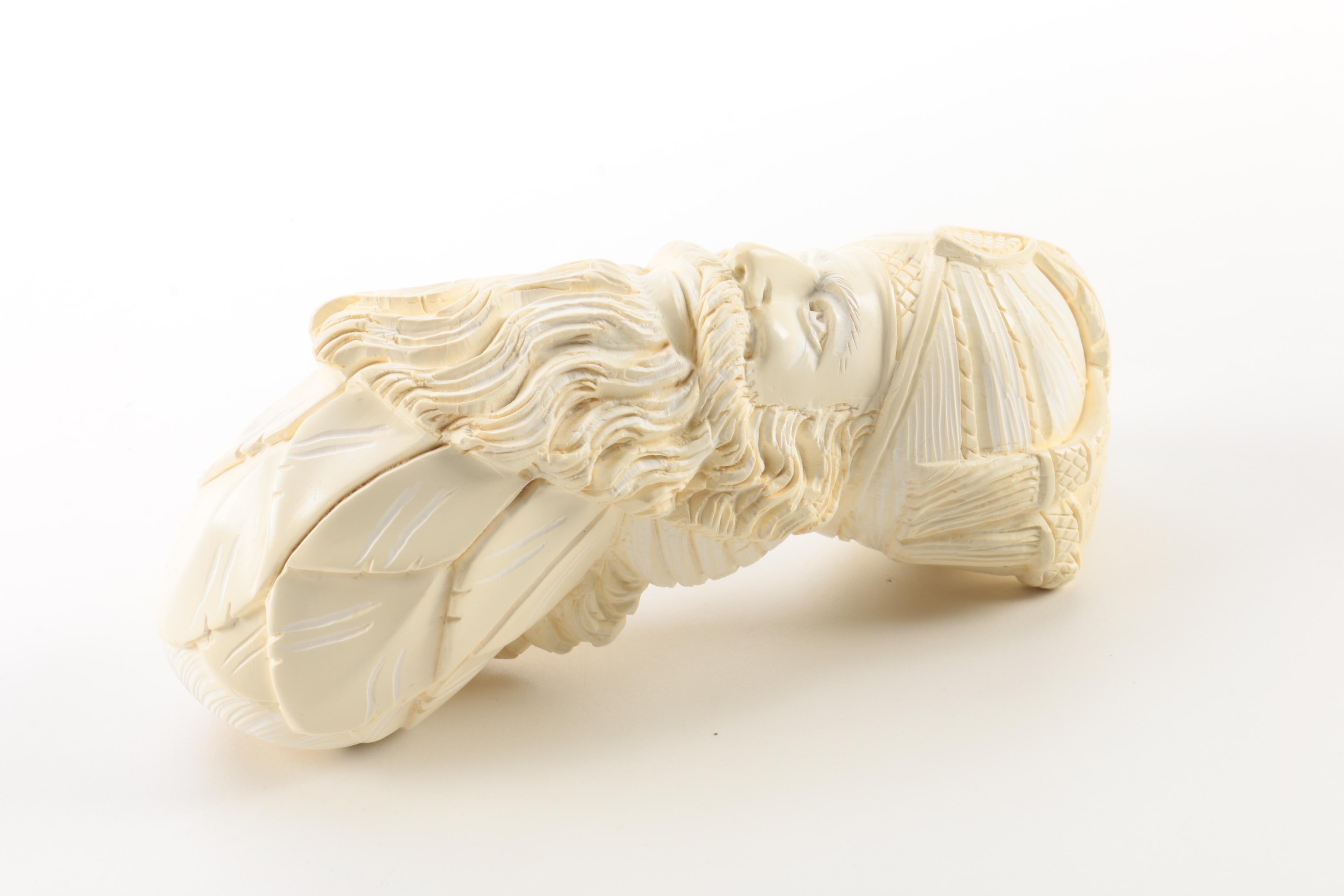 Carved Meerschaum Pipe with Case