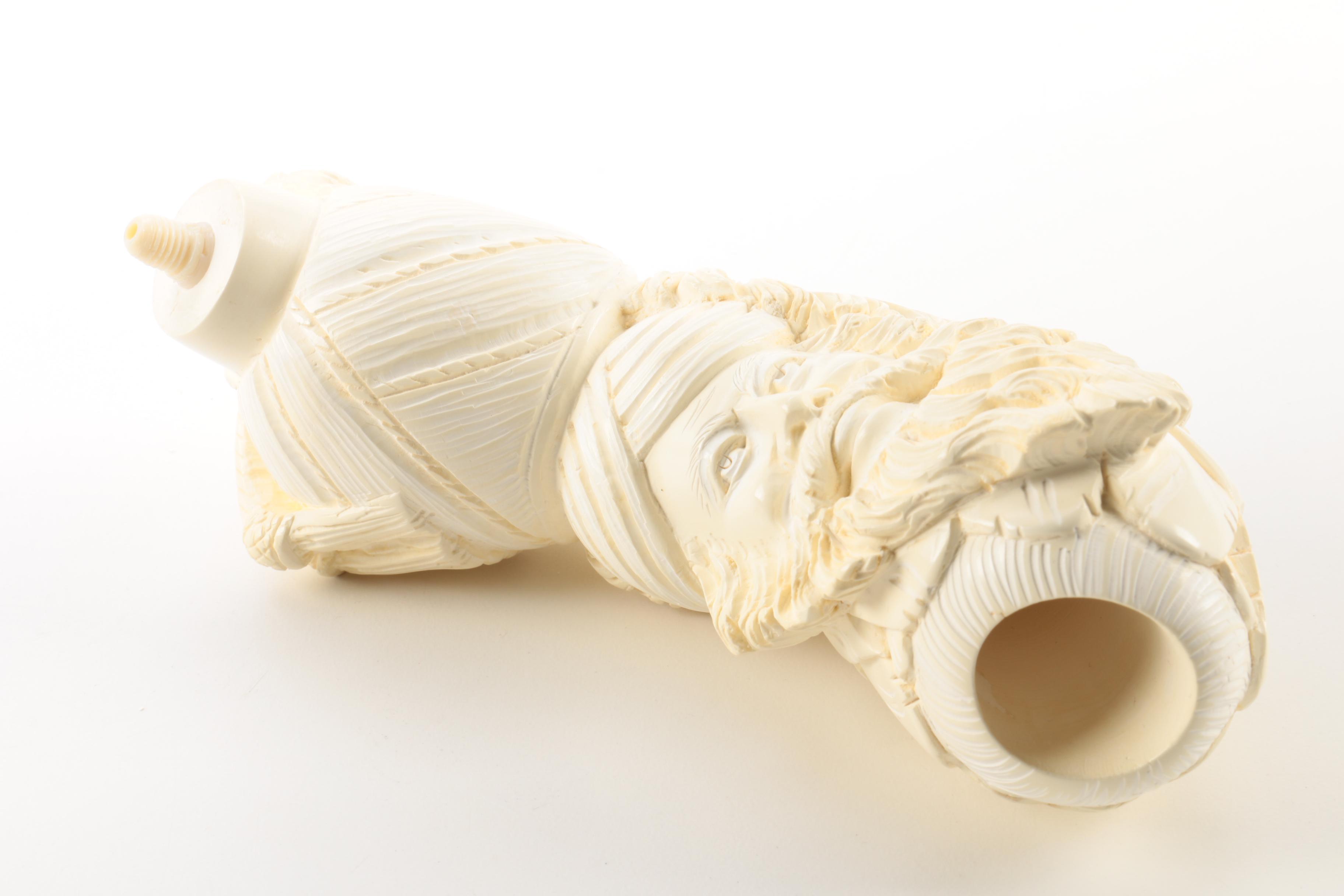 Carved Meerschaum Pipe with Case