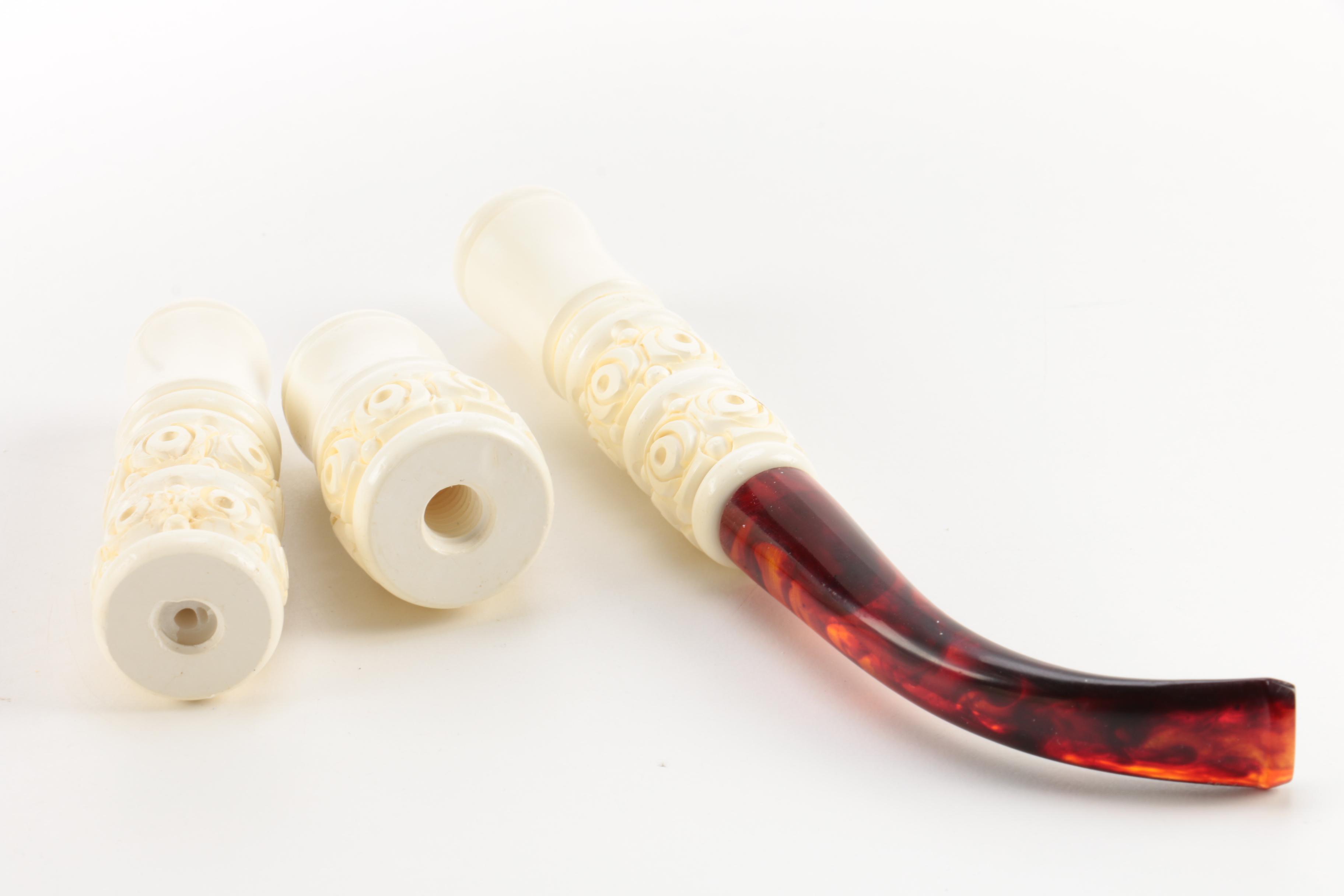 Carved Meerschaum Pipe with Case