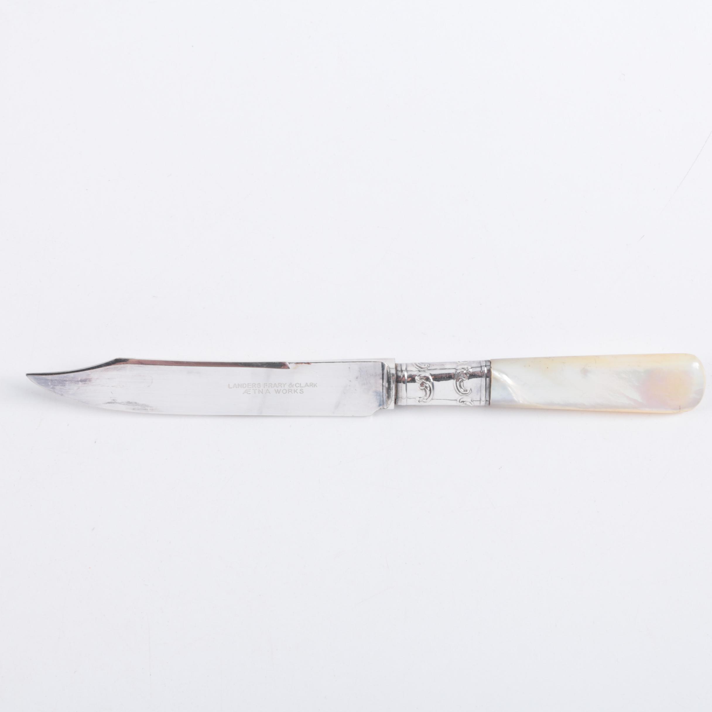 Landers, Frary & Clark Mother of Pearl Handled Knives with Sterling Bolsters