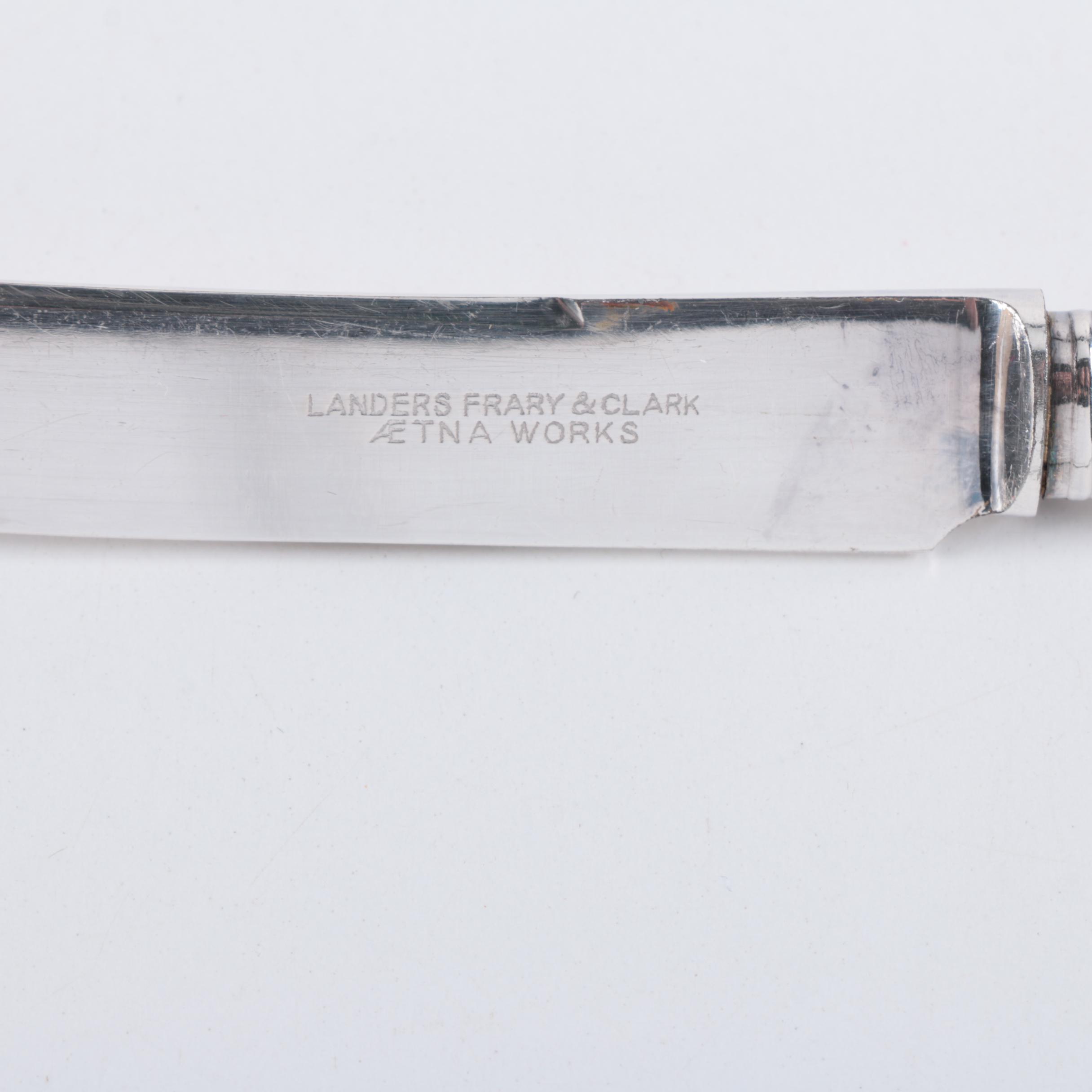 Landers, Frary & Clark Mother of Pearl Handled Knives with Sterling Bolsters