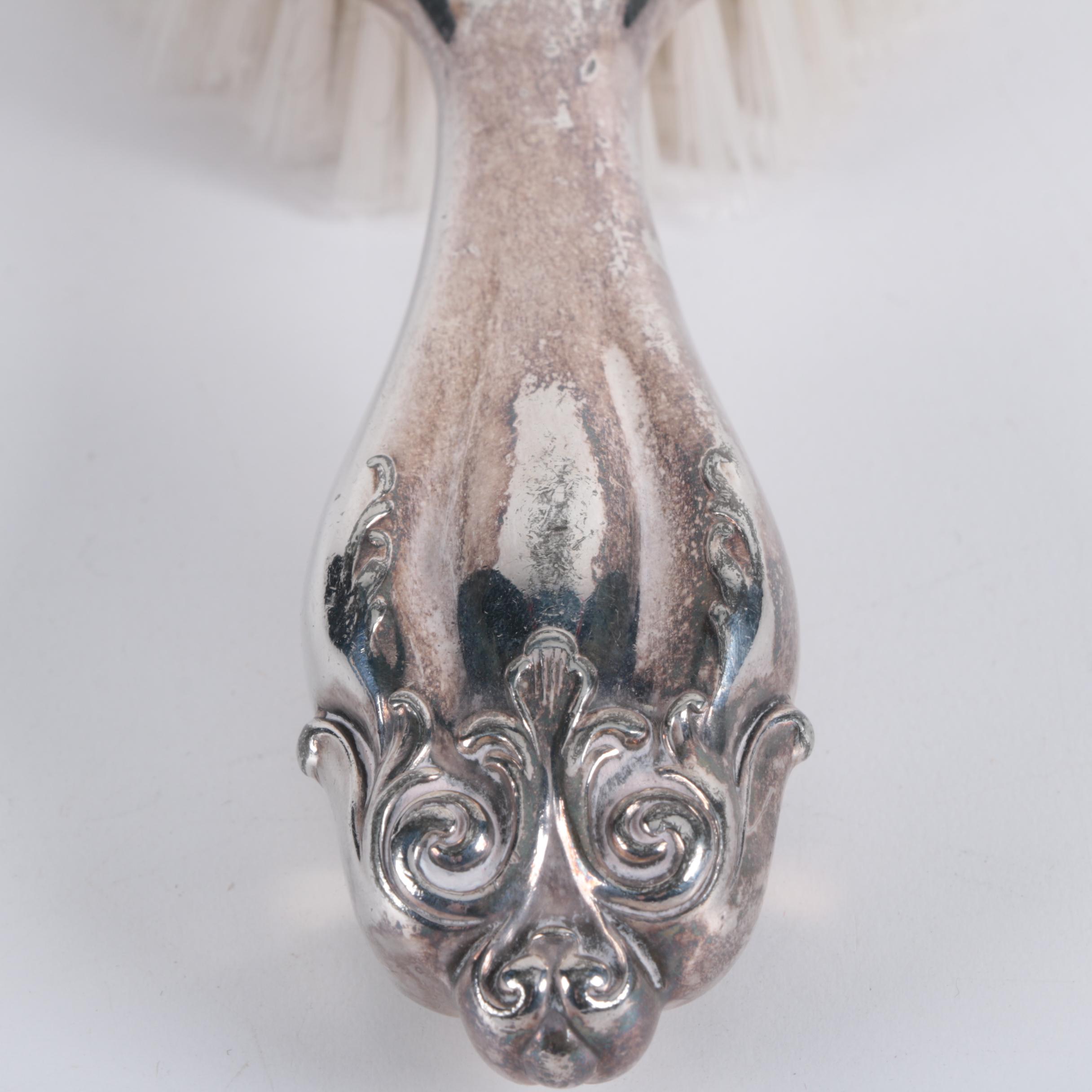 Baroque Style Silver Plate Brush and Mirror