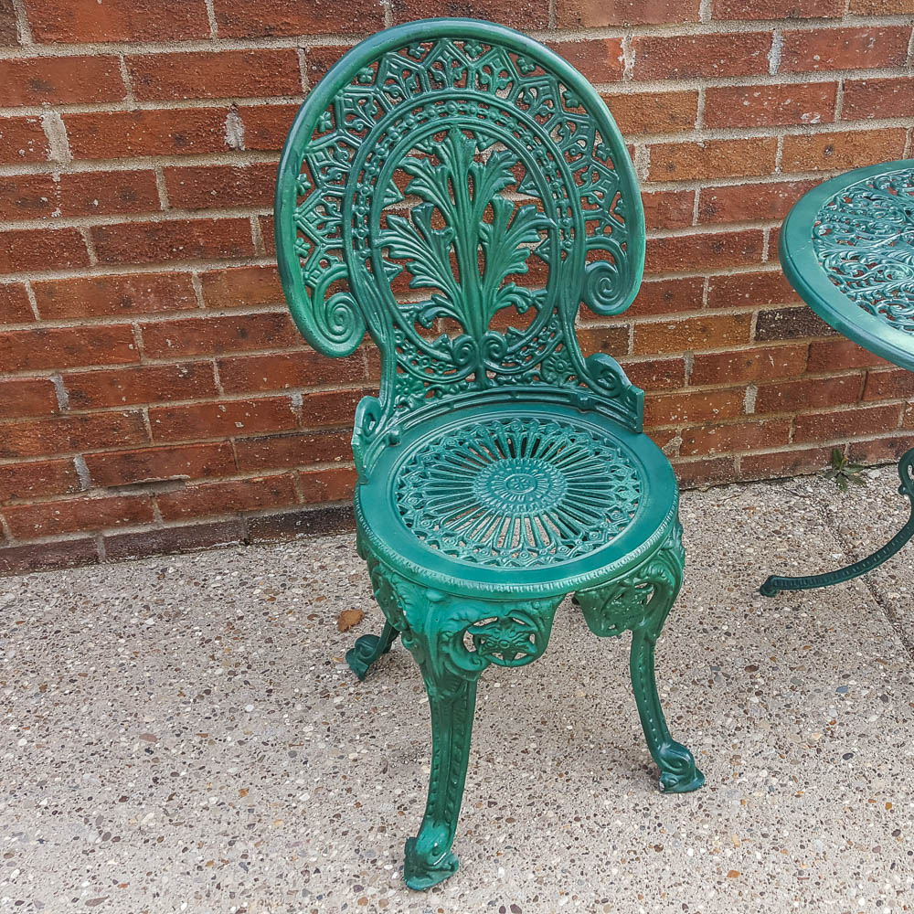 Painted Victorian Style Cast Iron Bistro Set