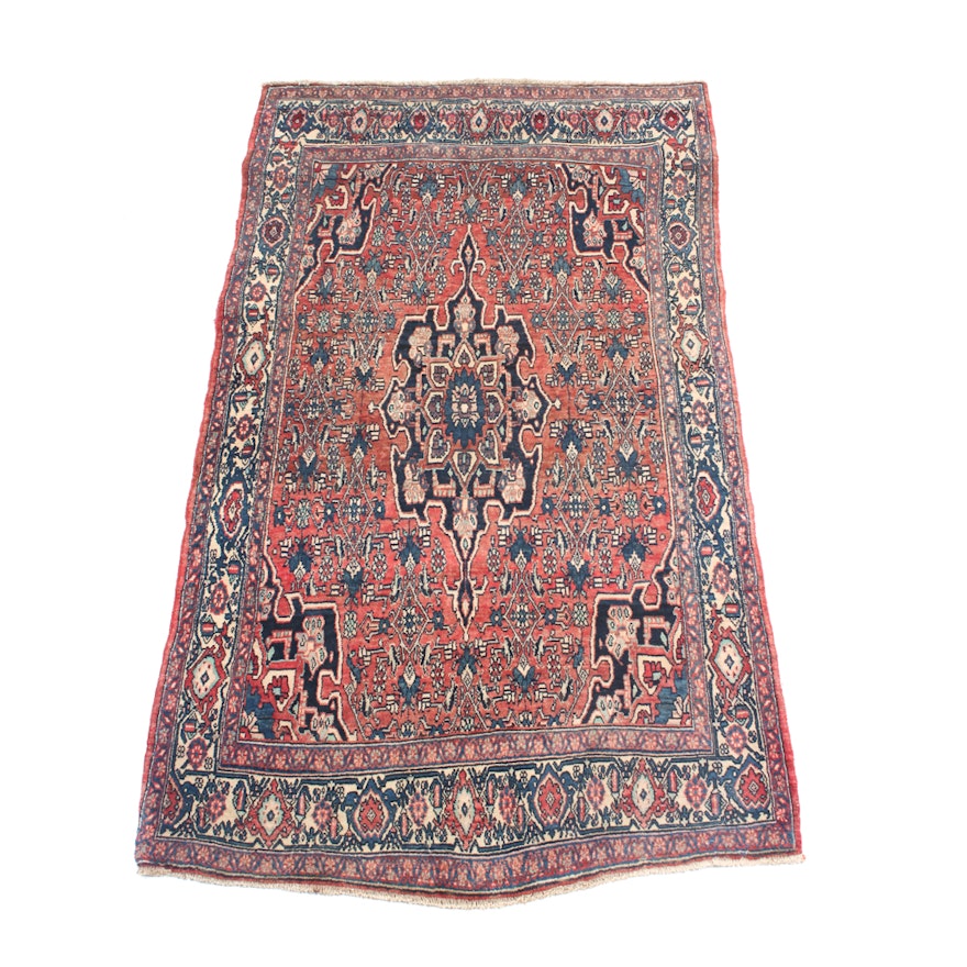 Vintage Hand-Knotted Persian Kashan Area Rug