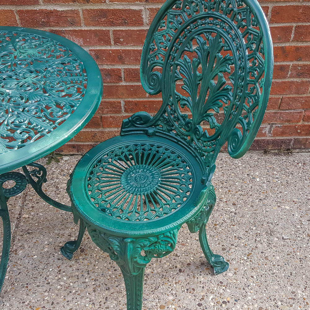 Painted Victorian Style Cast Iron Bistro Set