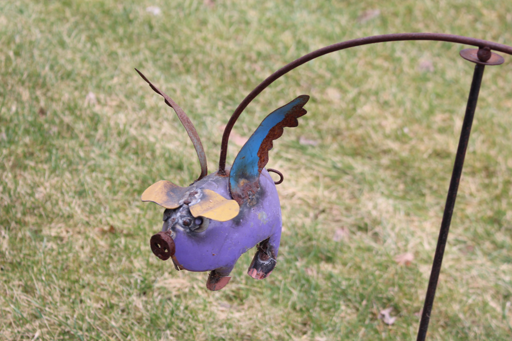 When Pigs Fly Metal Sculpture