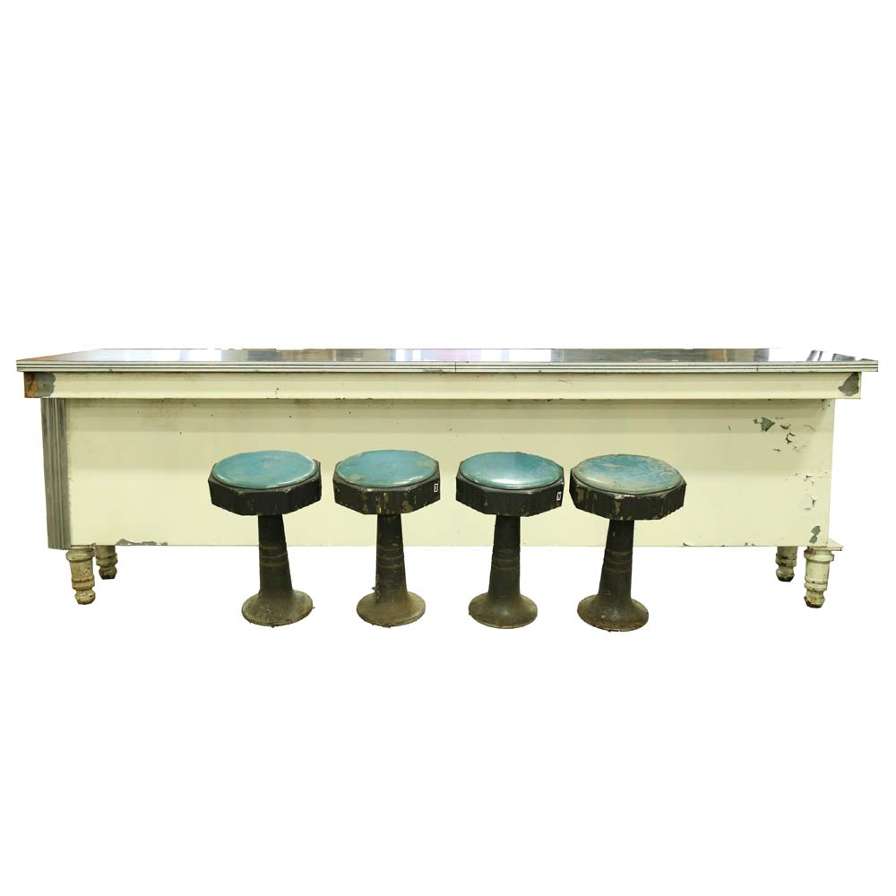 Vintage Lunch Counter and Stools