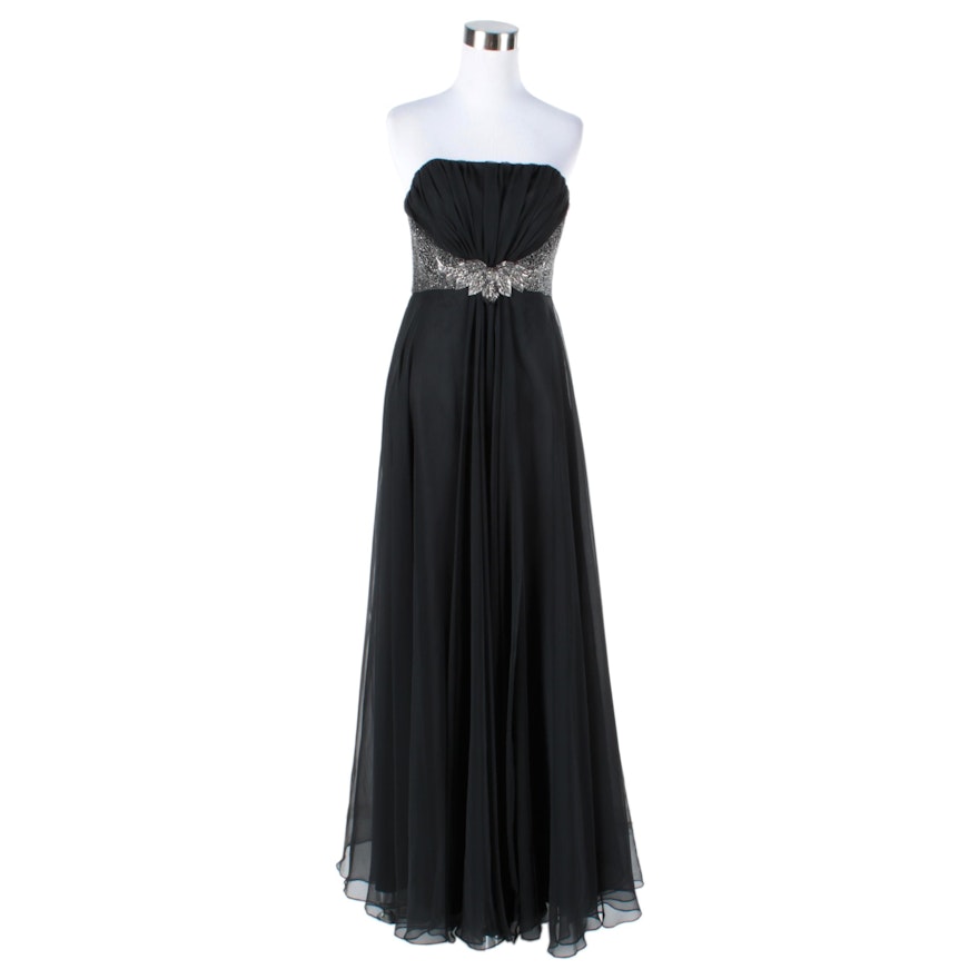 Circa 1970s Vintage Mike Benet Formals Strapless Evening Dress