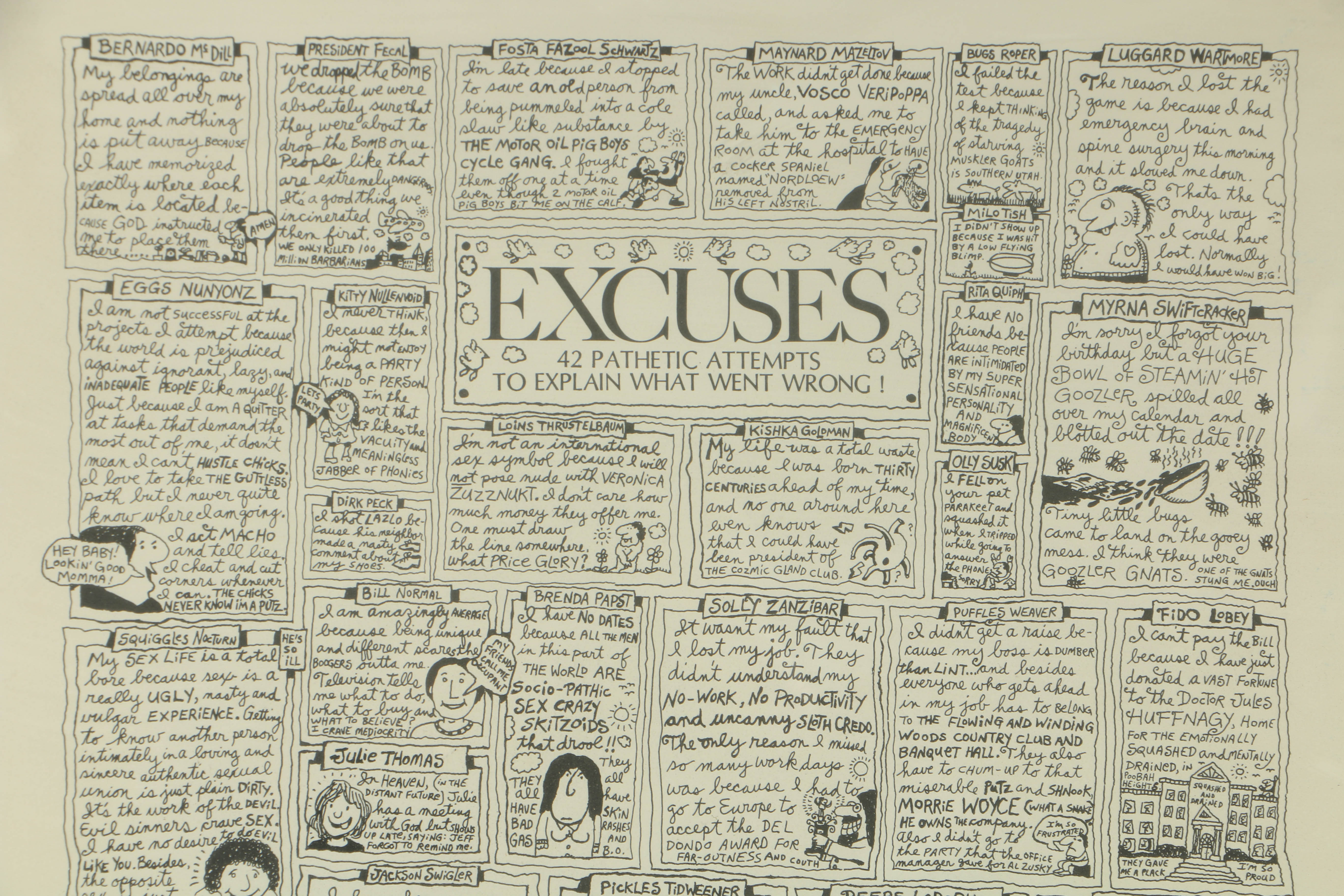 Pair of Paul Palnik Limited Edition Lithographs on Paper "Words" and "Excuses"