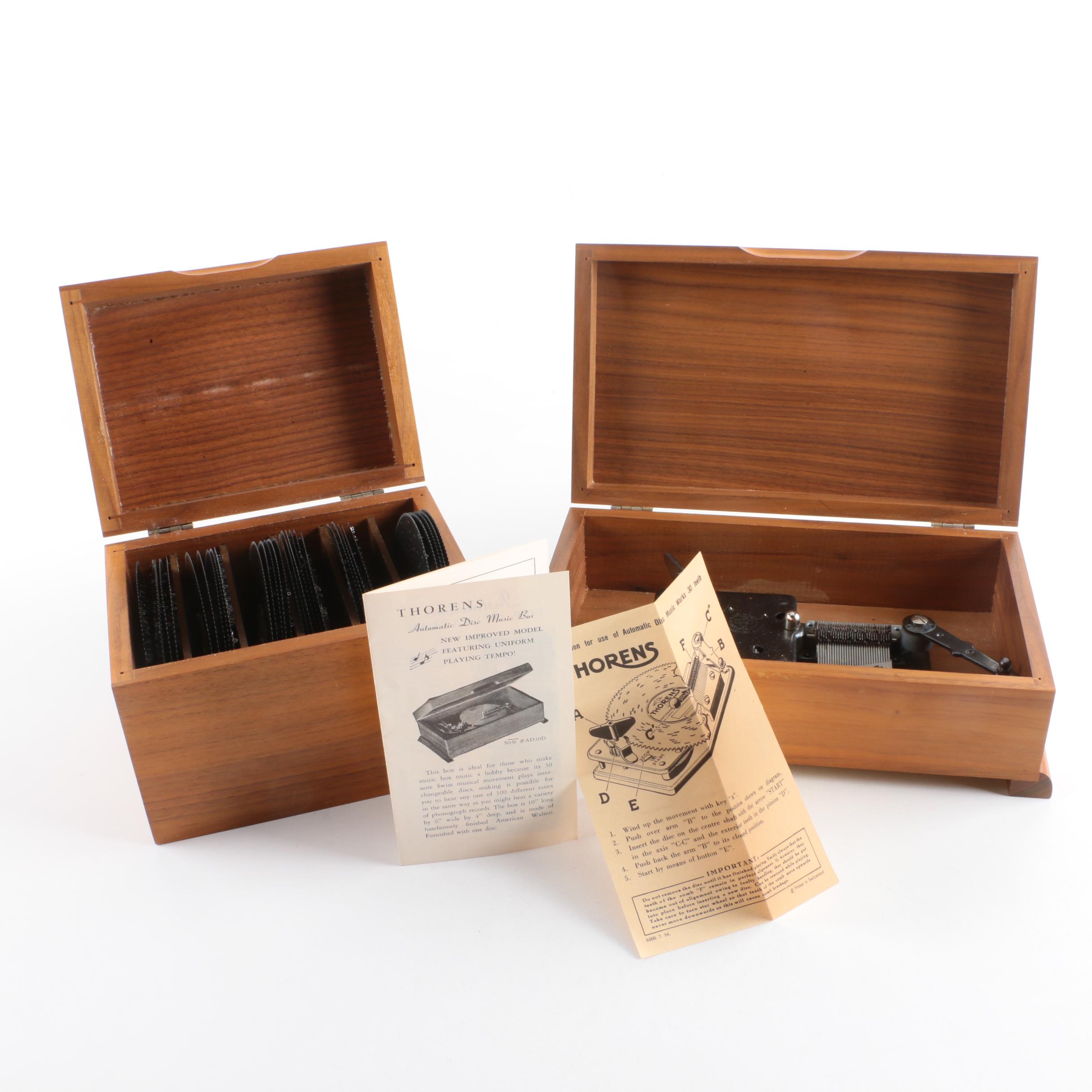 Thorens Swiss Automatic Disc Music Box with Over Thirty Discs