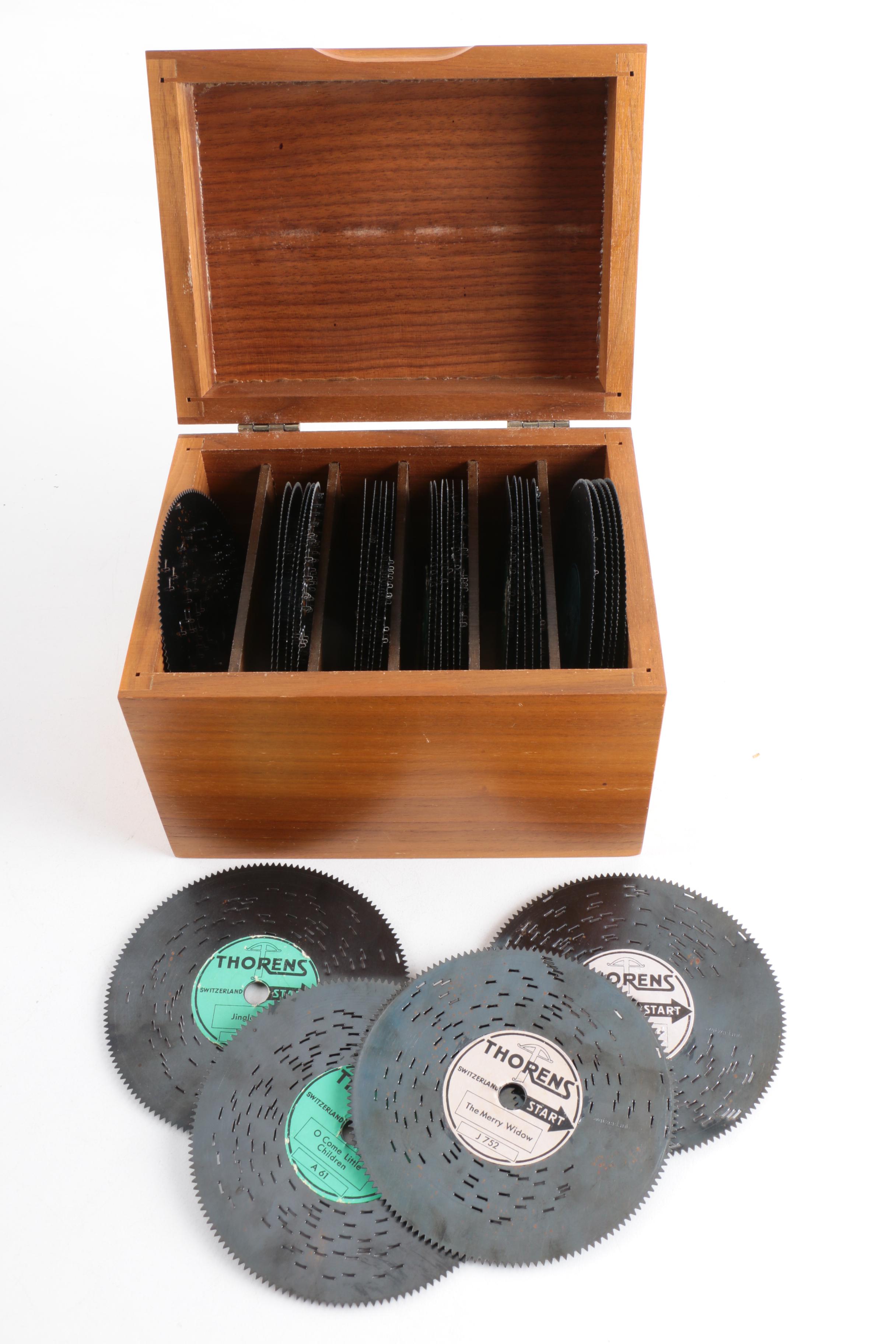 Thorens Swiss Automatic Disc Music Box with Over Thirty Discs