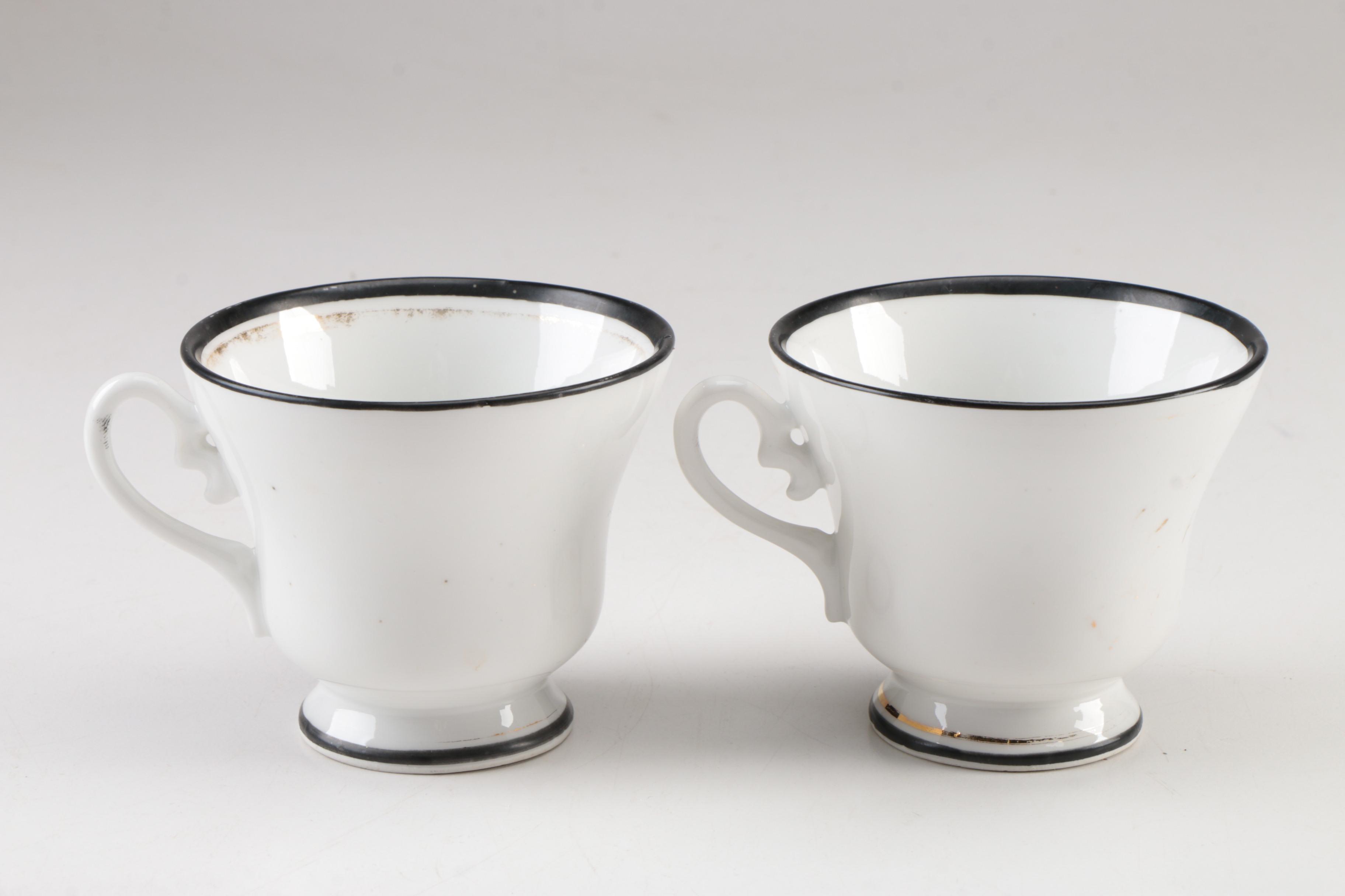 Antique Carl Tielsch Tableware and Lustre Creamer with Cat Handle