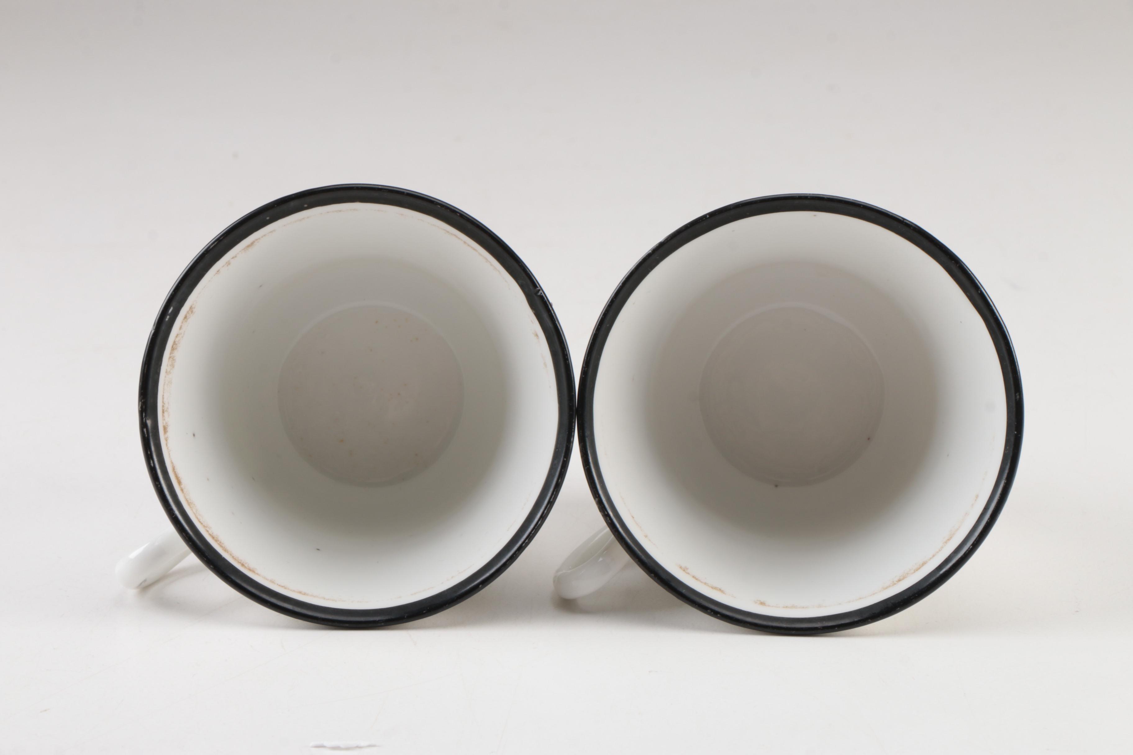 Antique Carl Tielsch Tableware and Lustre Creamer with Cat Handle