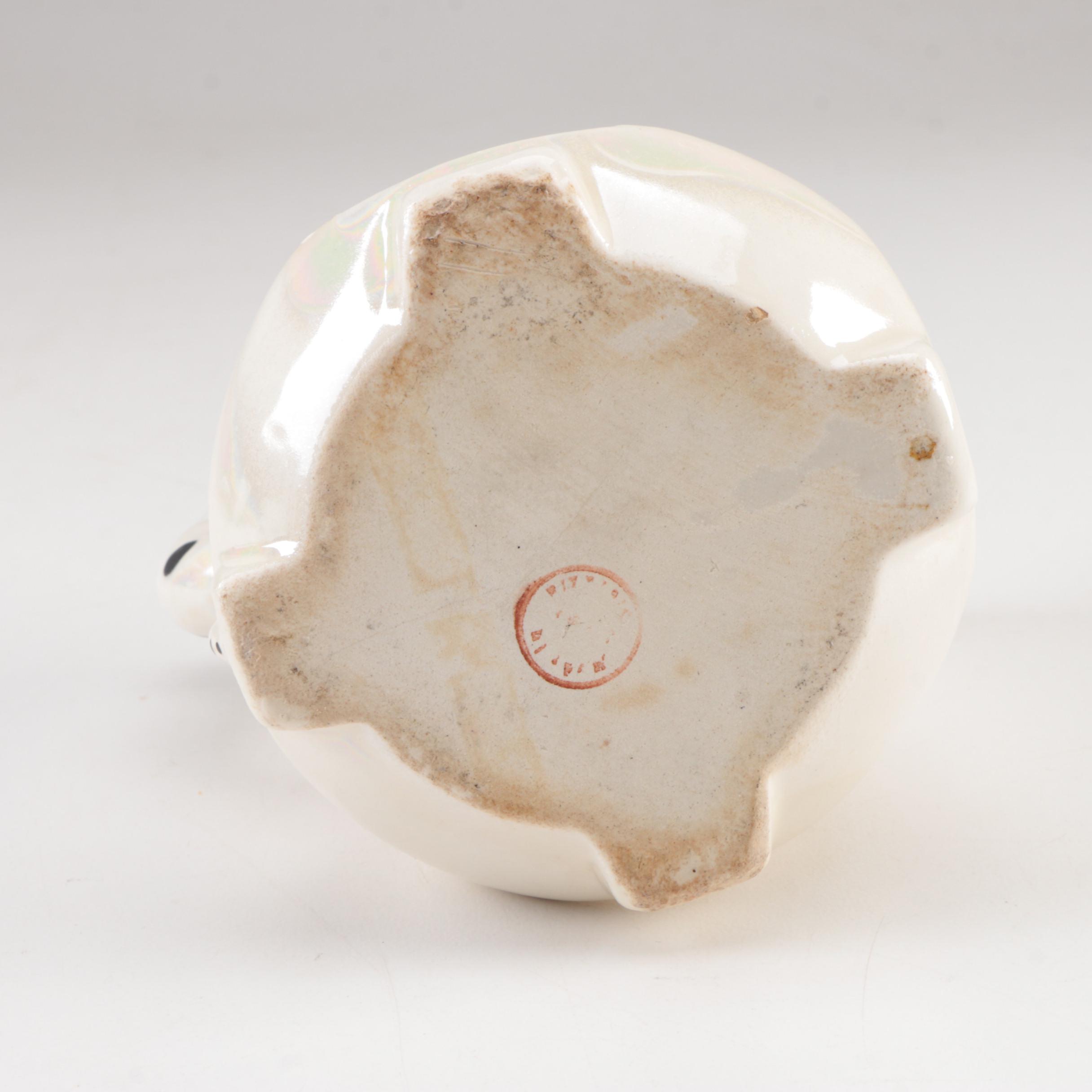 Antique Carl Tielsch Tableware and Lustre Creamer with Cat Handle