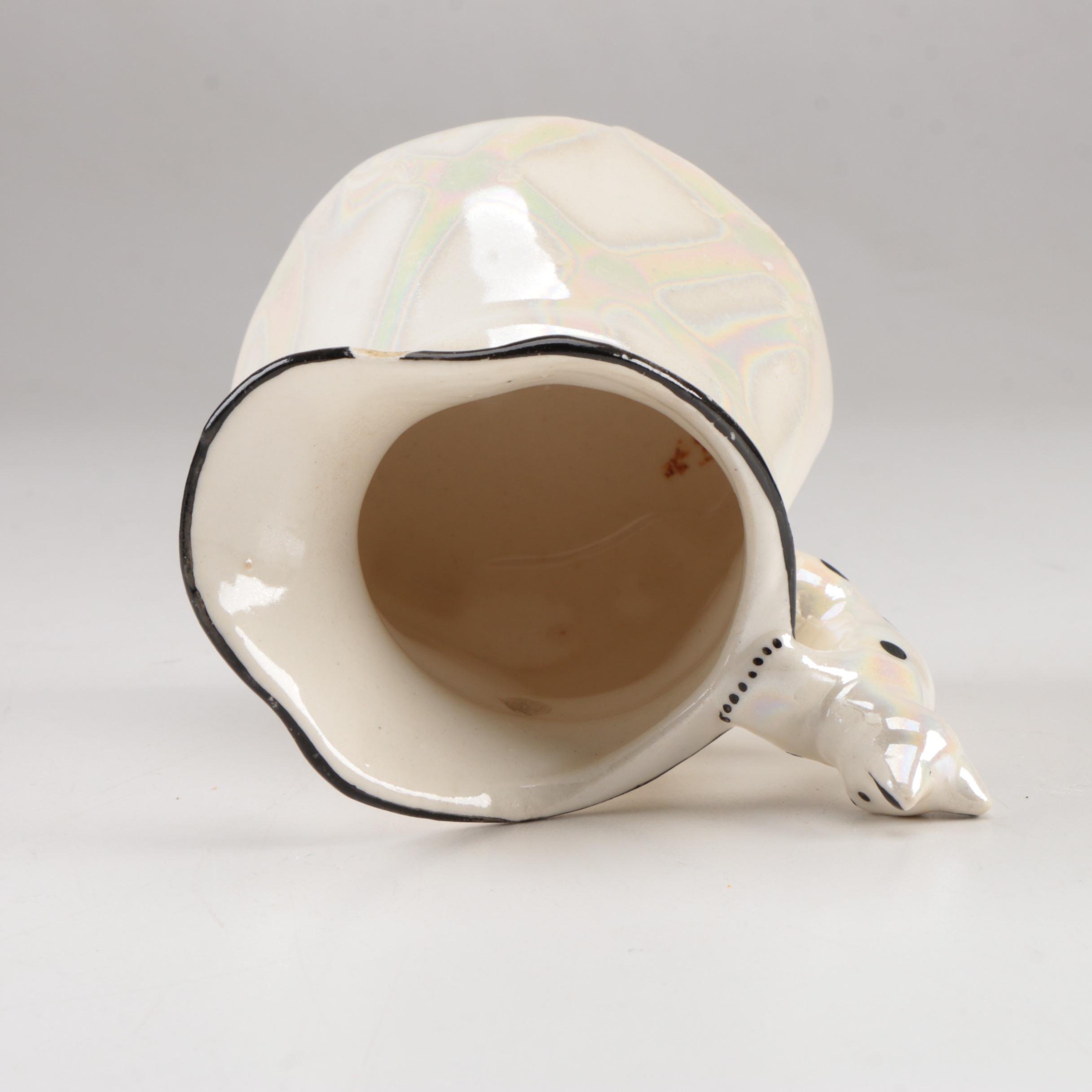 Antique Carl Tielsch Tableware and Lustre Creamer with Cat Handle