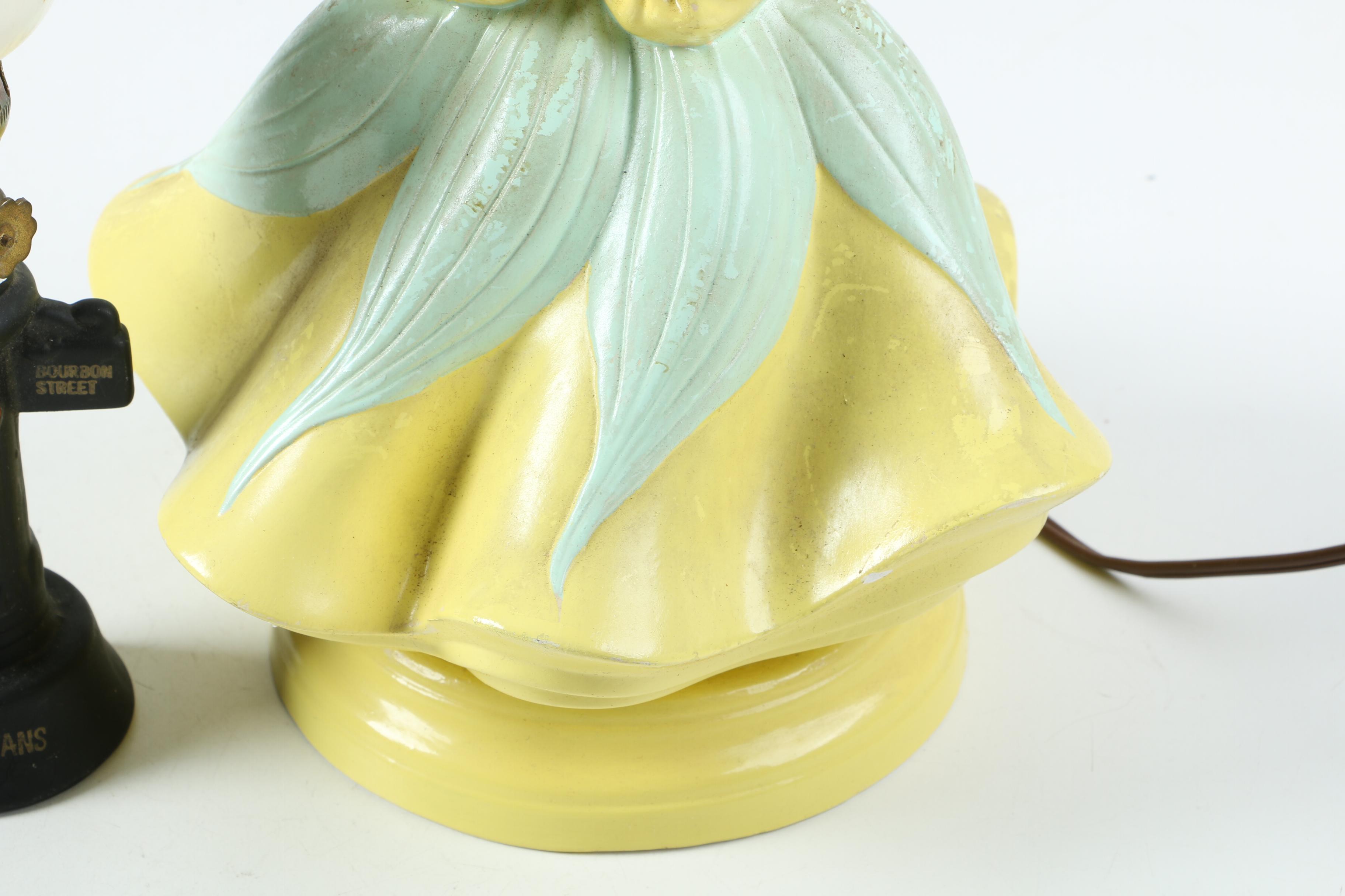 Vintage Ceramic Figural "Bourbon Street" Oil Lamp