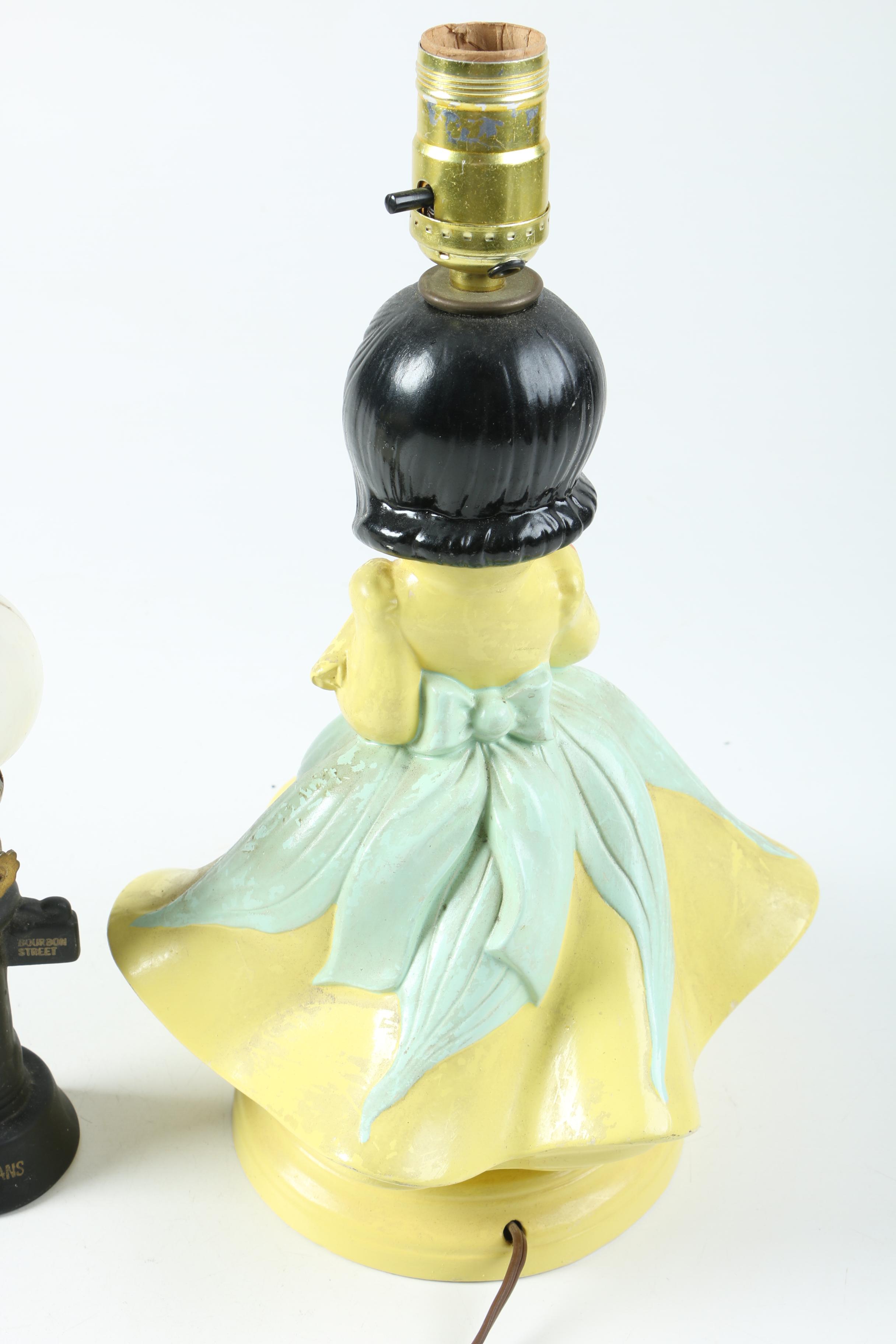 Vintage Ceramic Figural "Bourbon Street" Oil Lamp