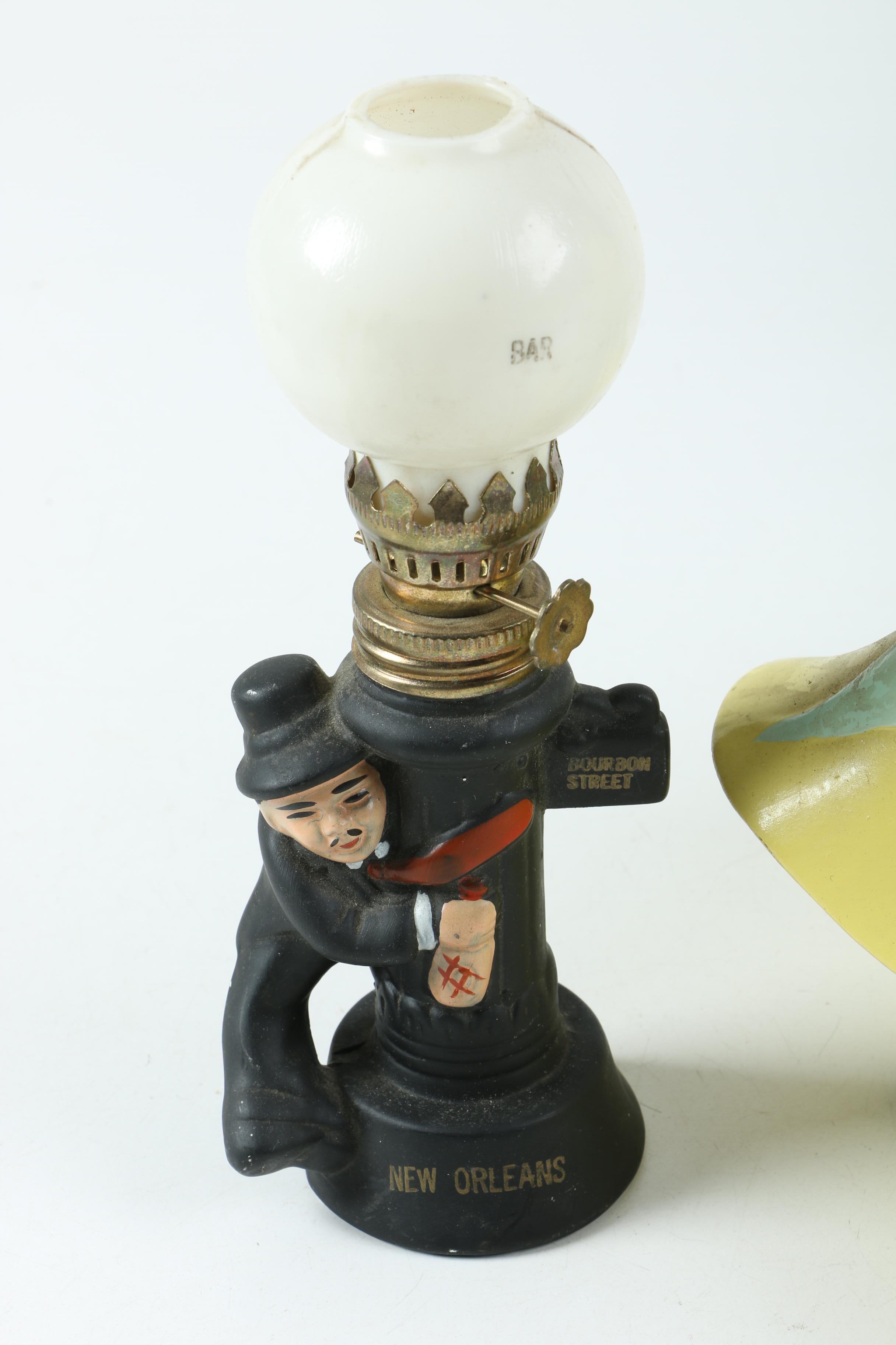 Vintage Ceramic Figural "Bourbon Street" Oil Lamp