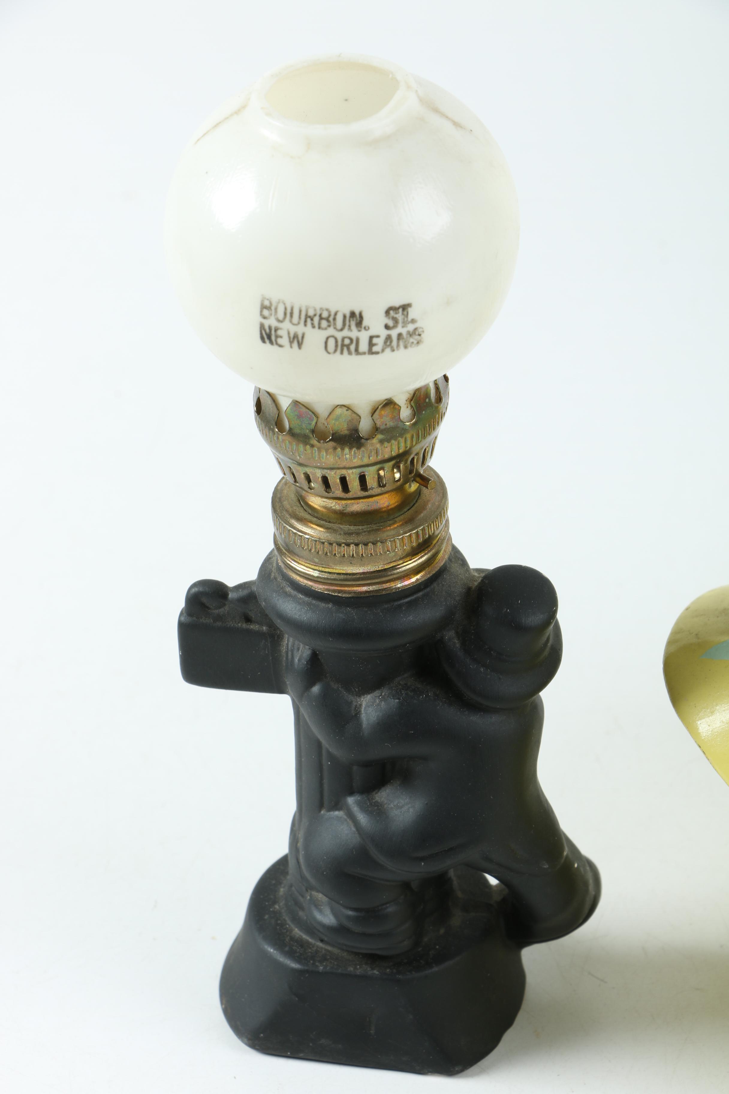 Vintage Ceramic Figural "Bourbon Street" Oil Lamp