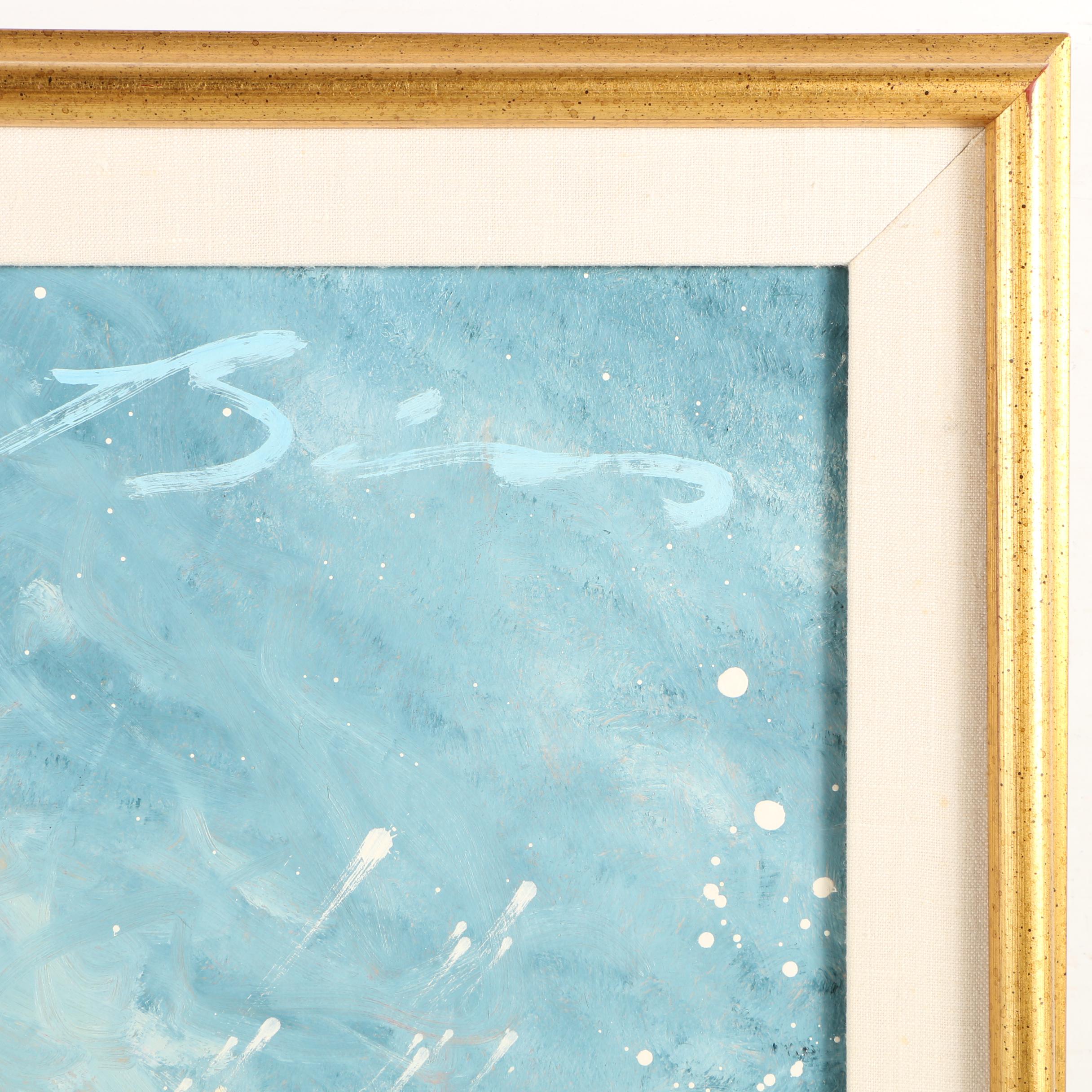 Earl Biss Circa 1980s Oil Painting "Winter Outing"