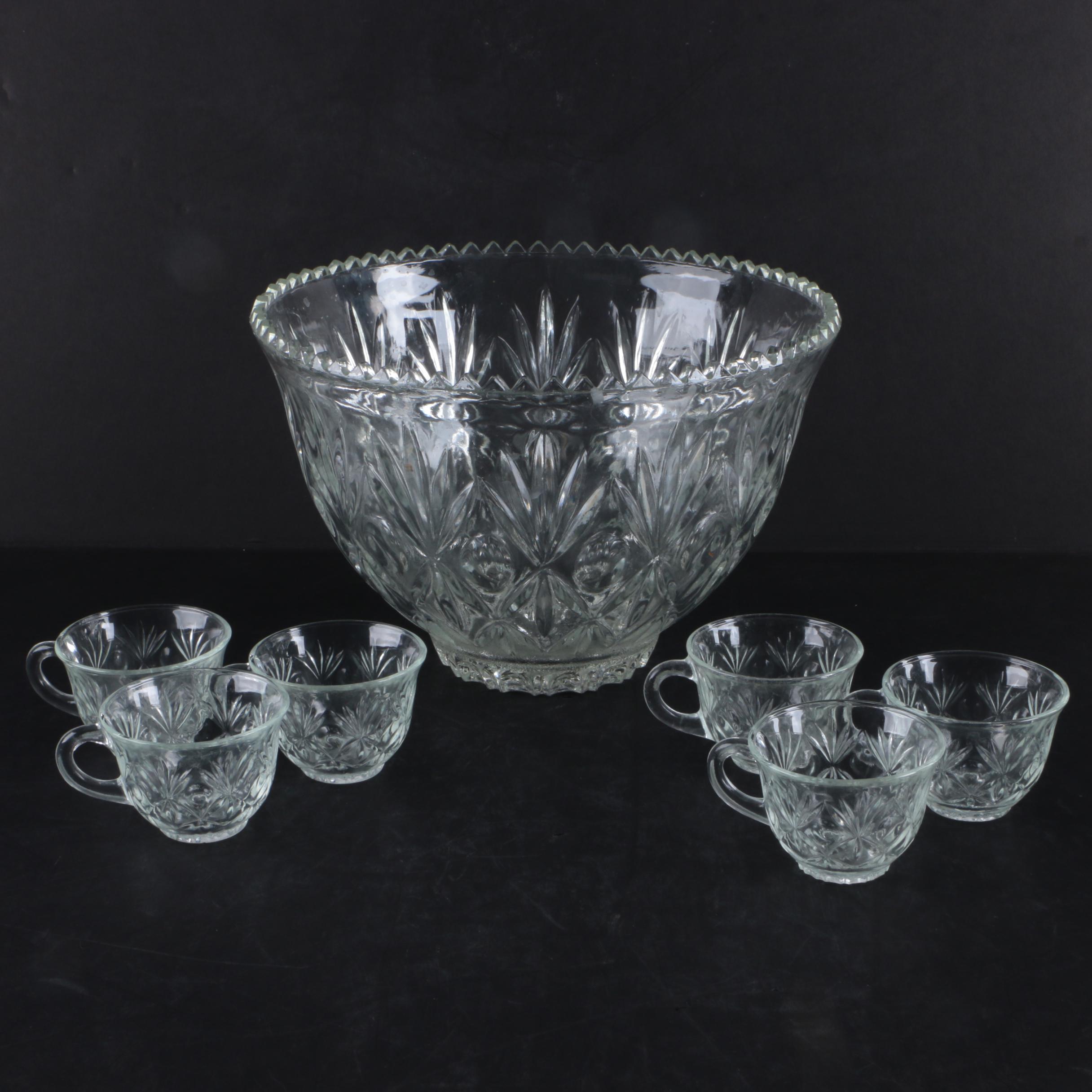 Cut Crystal Punch Bowl Set
