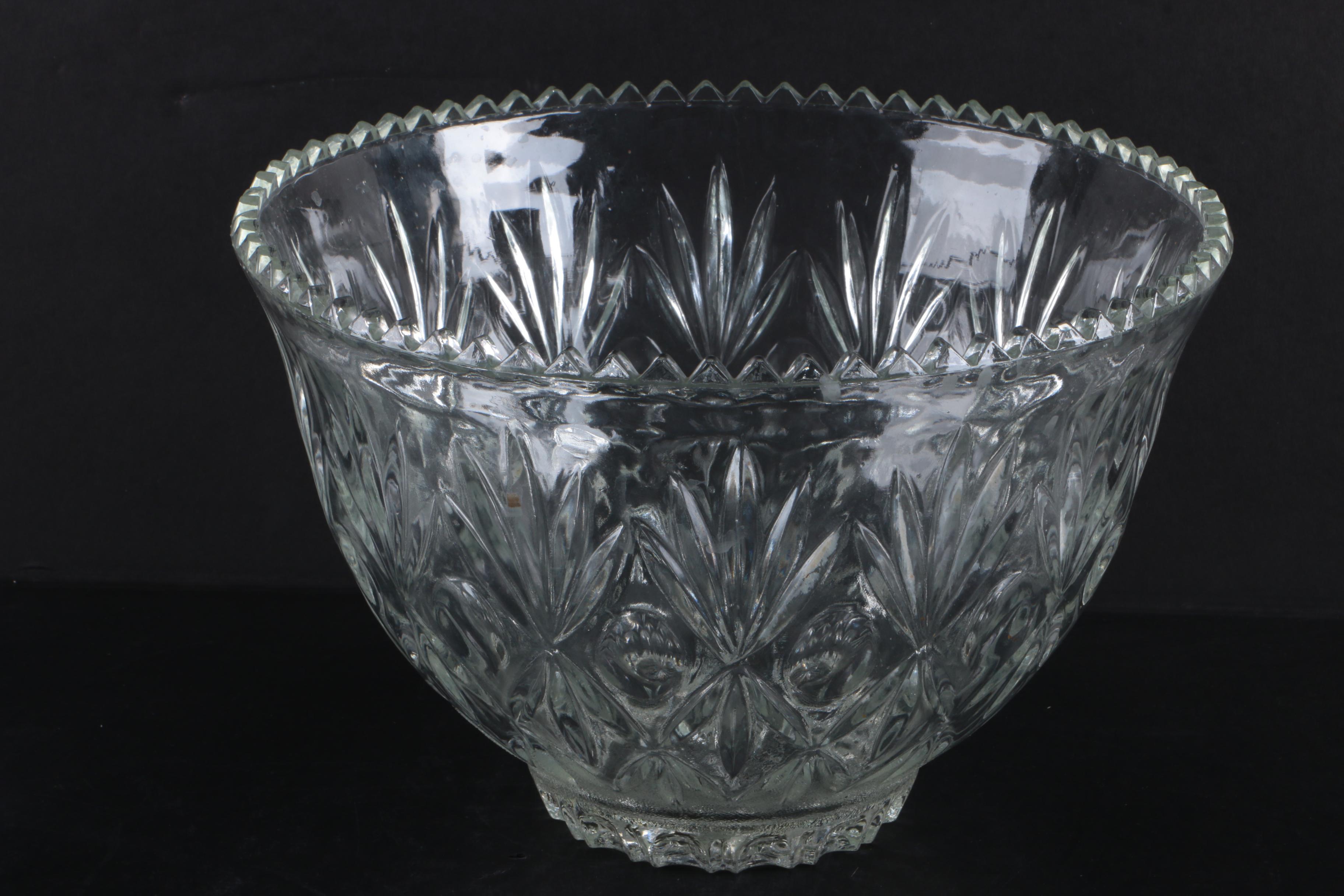 Cut Crystal Punch Bowl Set