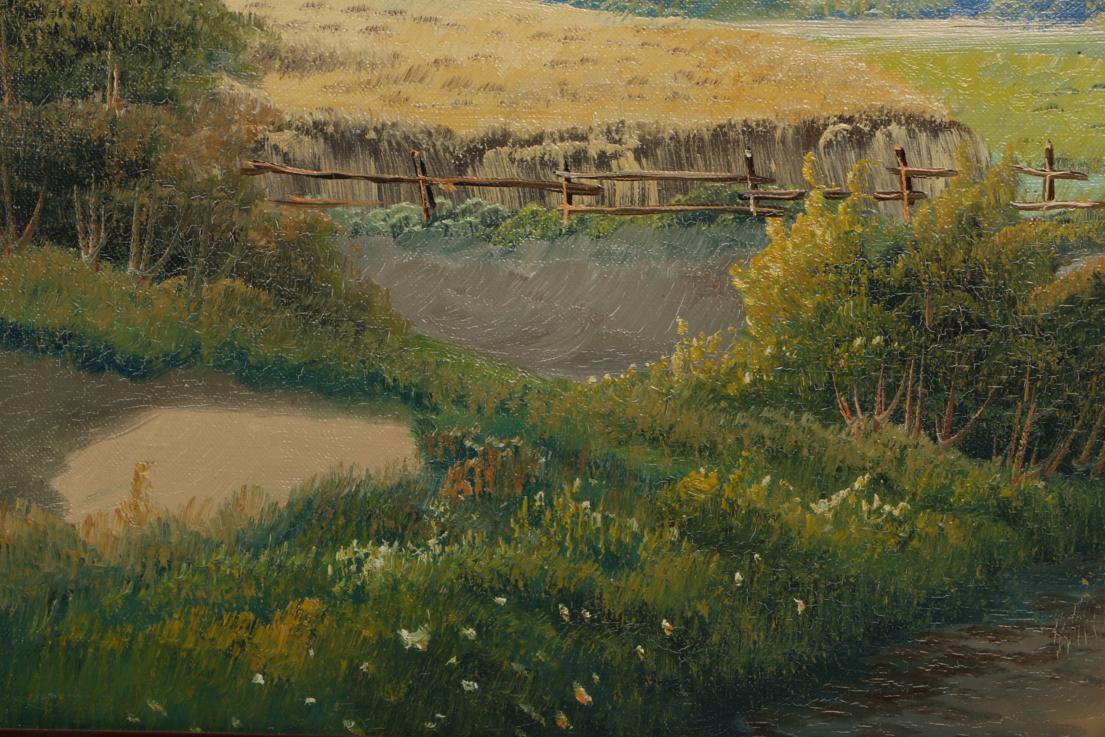 E. Birk Oil Painting of Danish Village