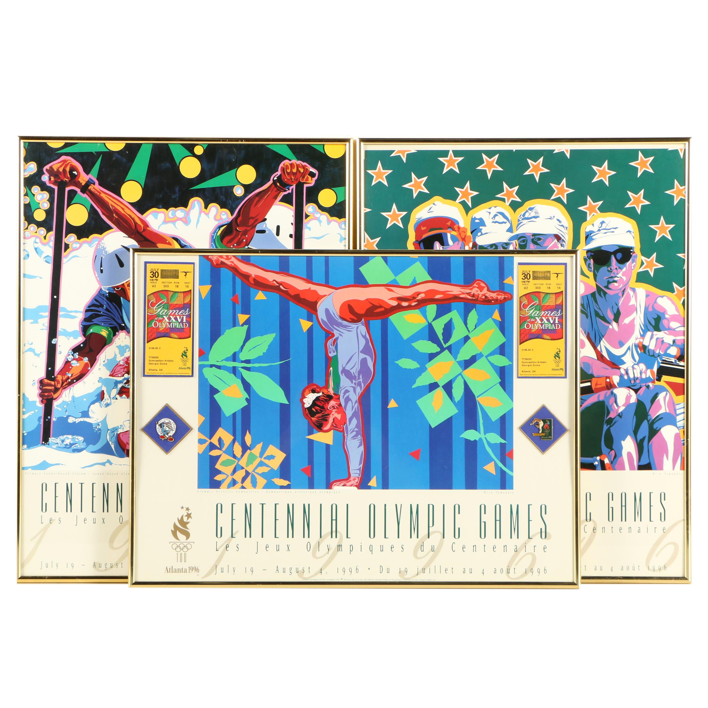 1996 Summer Olympics Framed Tickets and Hiro Yamagata Event Posters