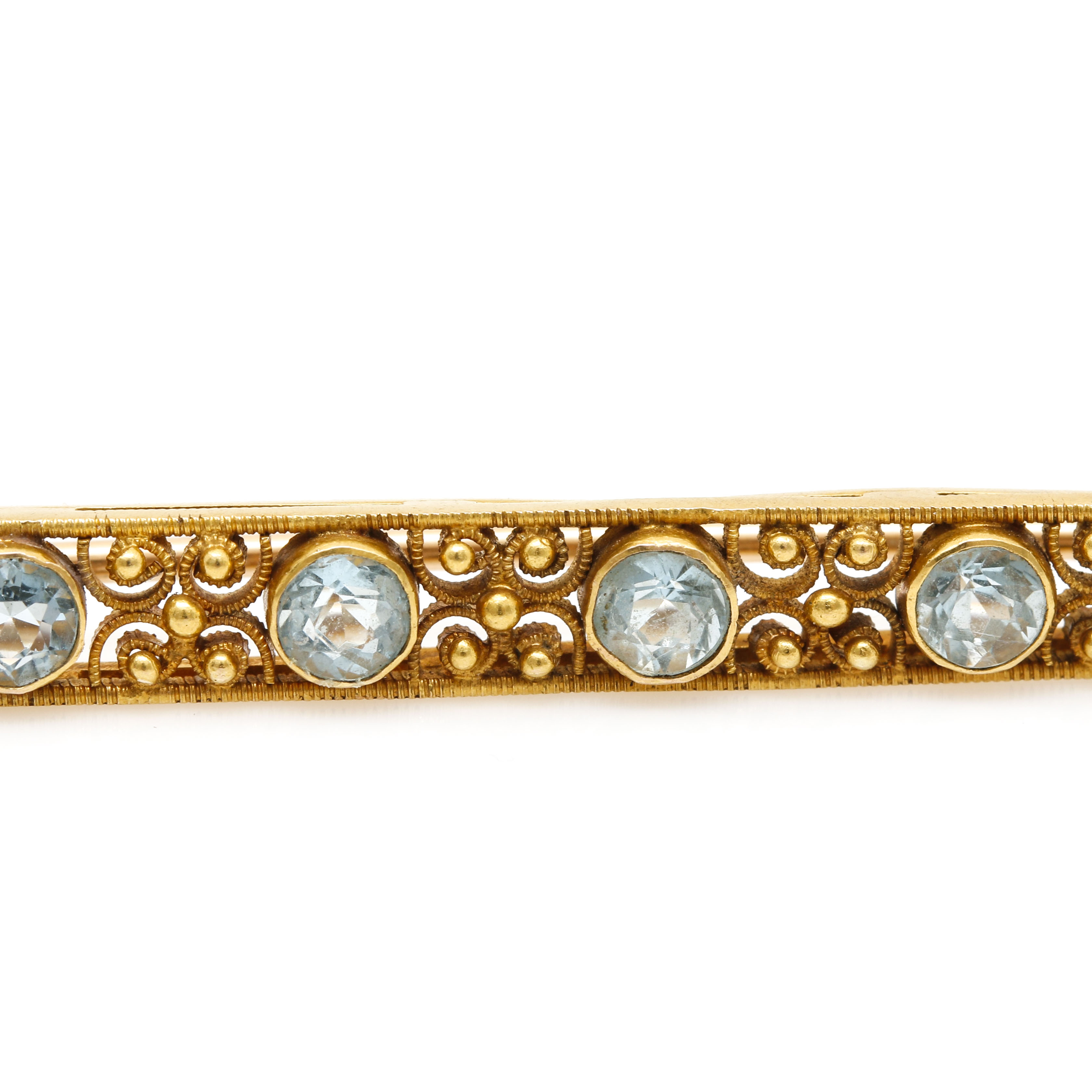 14K Yellow Gold Aquamarine Bar Brooch
