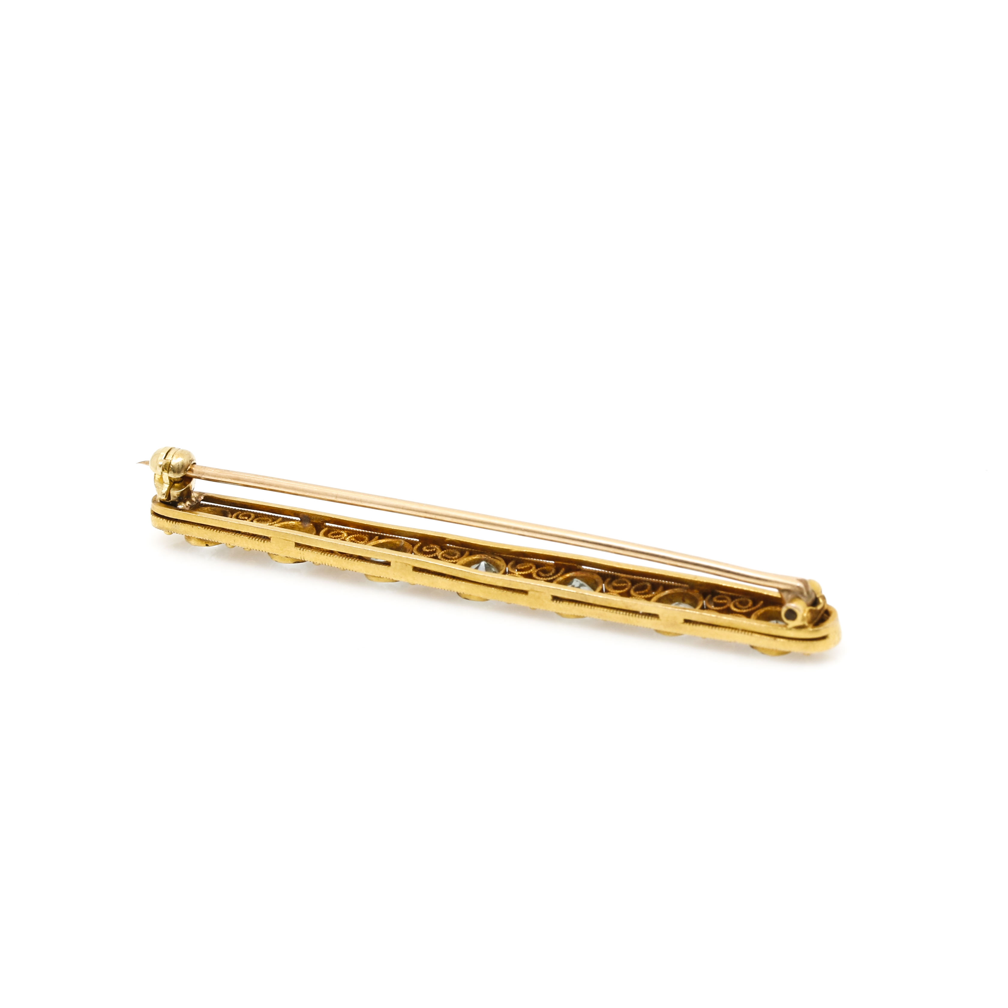 14K Yellow Gold Aquamarine Bar Brooch