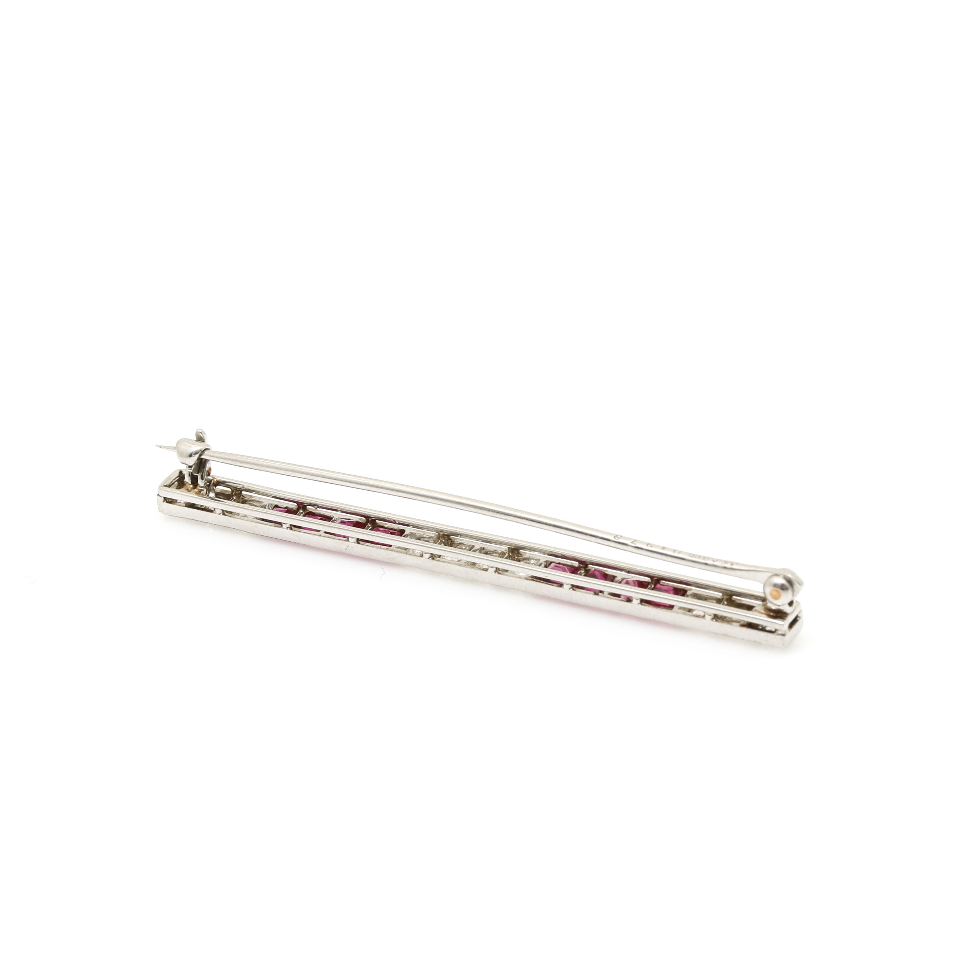 Art Deco Platinum Ruby and 0.95 CTW Diamond Brooch