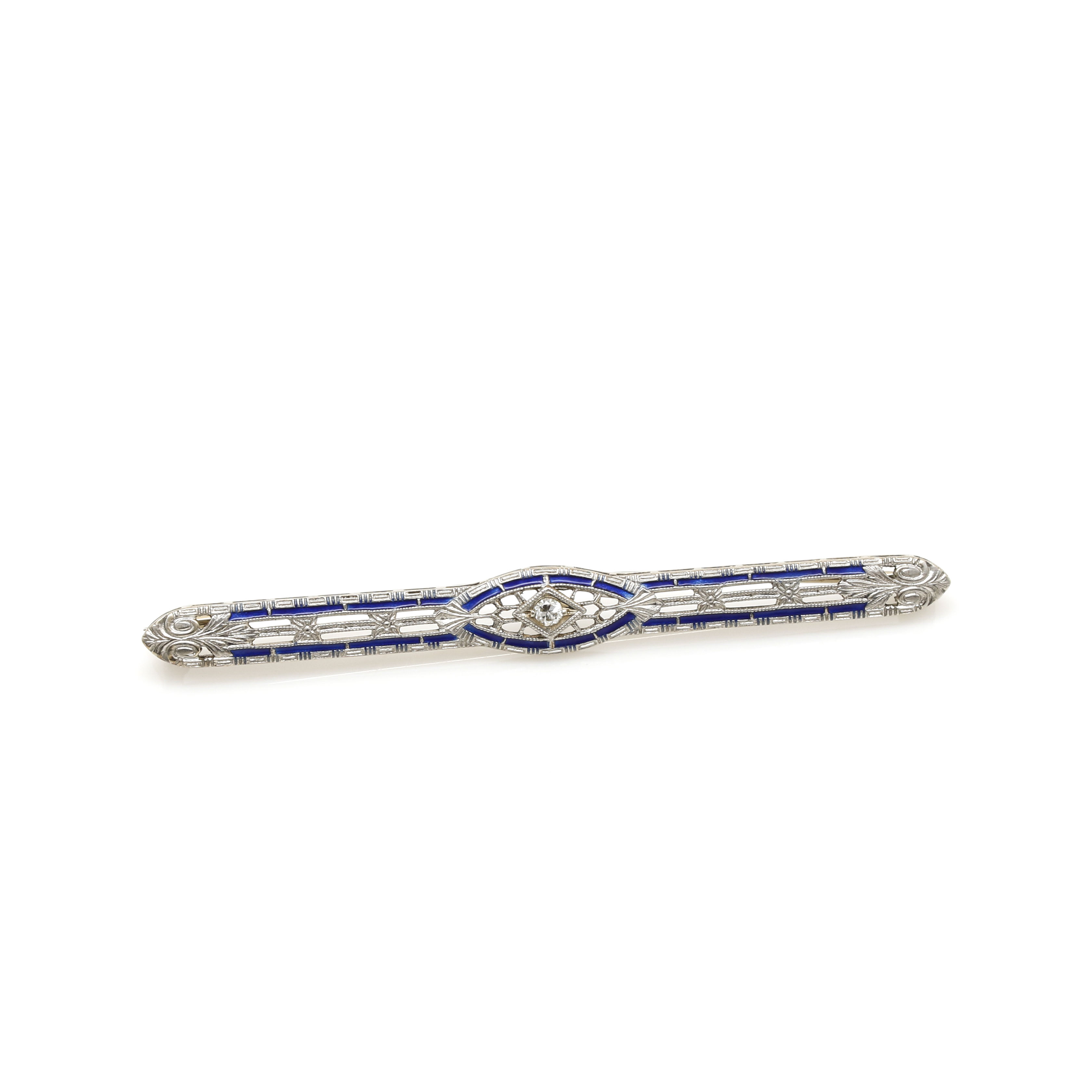 14K White Gold Diamond Brooch