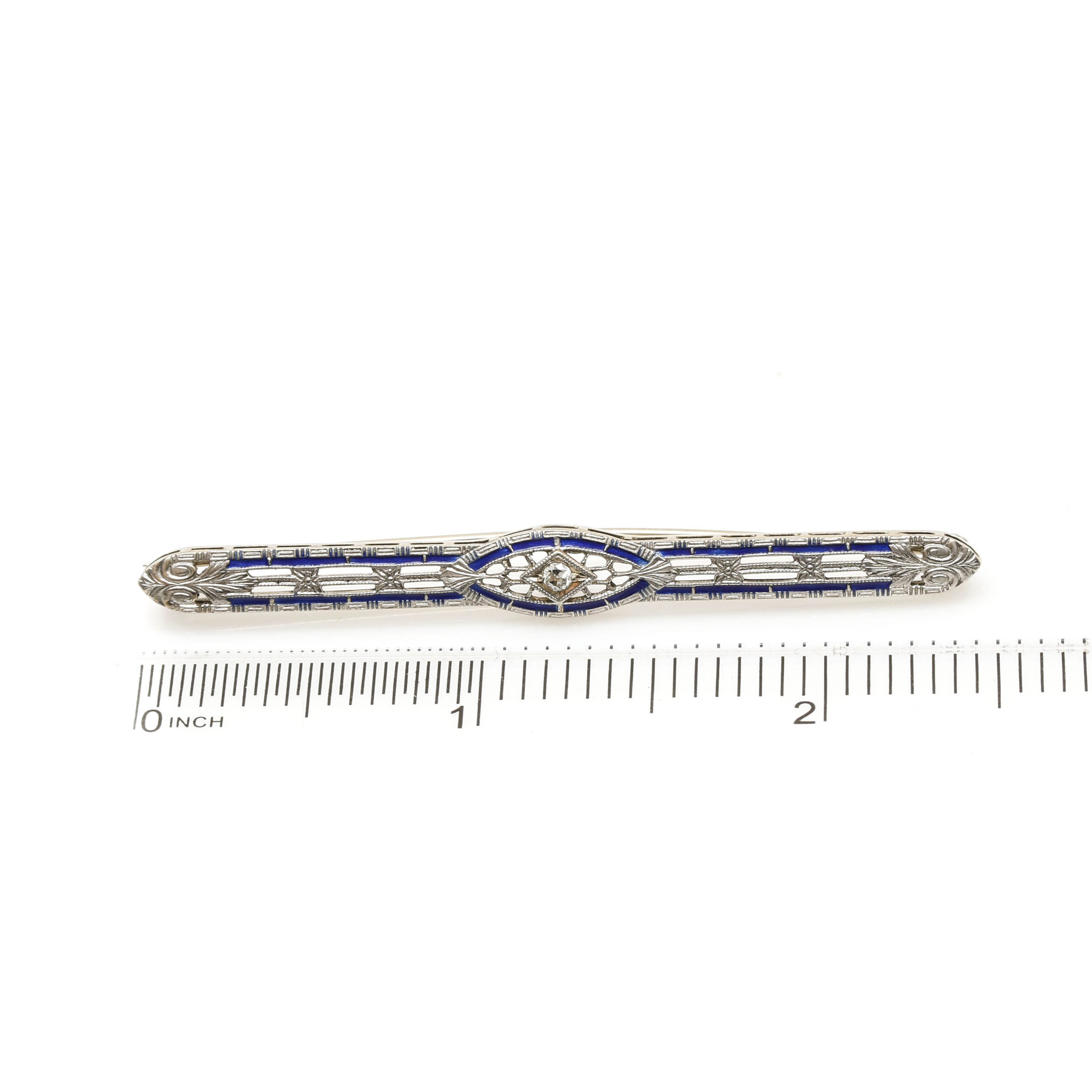 14K White Gold Diamond Brooch